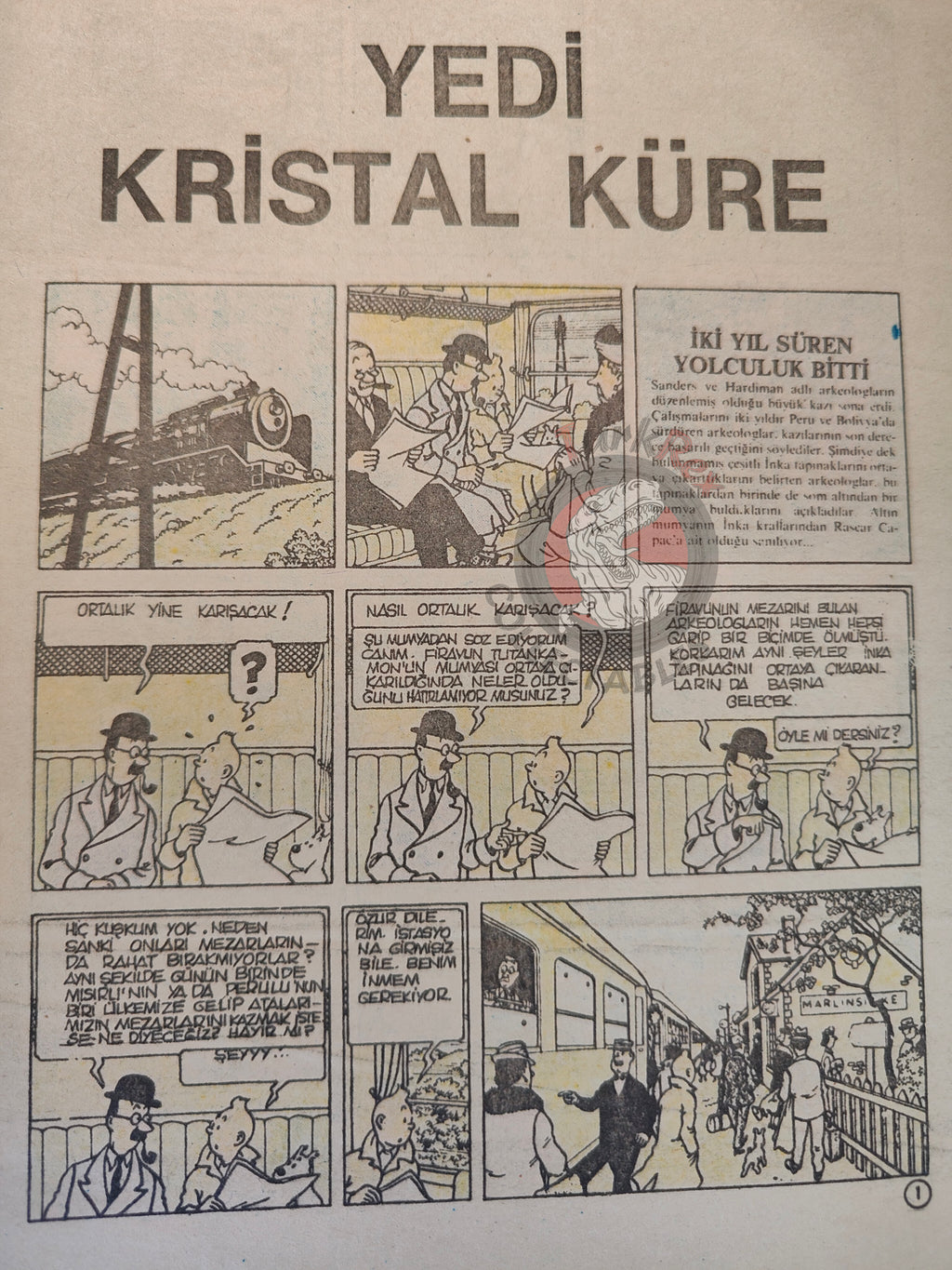 Tintin – The Seven Crystal Balls 1989 Turkish Edition Comic Turkey