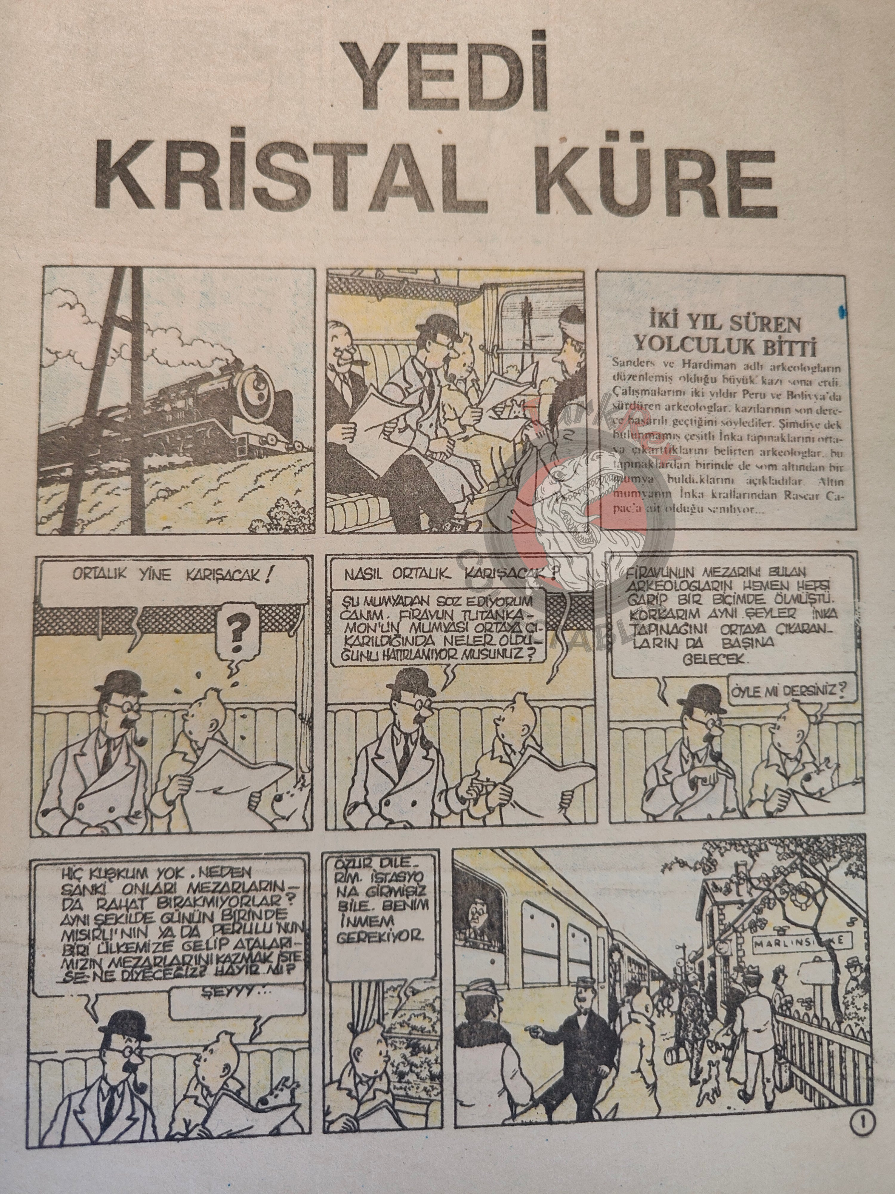 Tintin – The Seven Crystal Balls 1989 Turkish Edition Comic Turkey