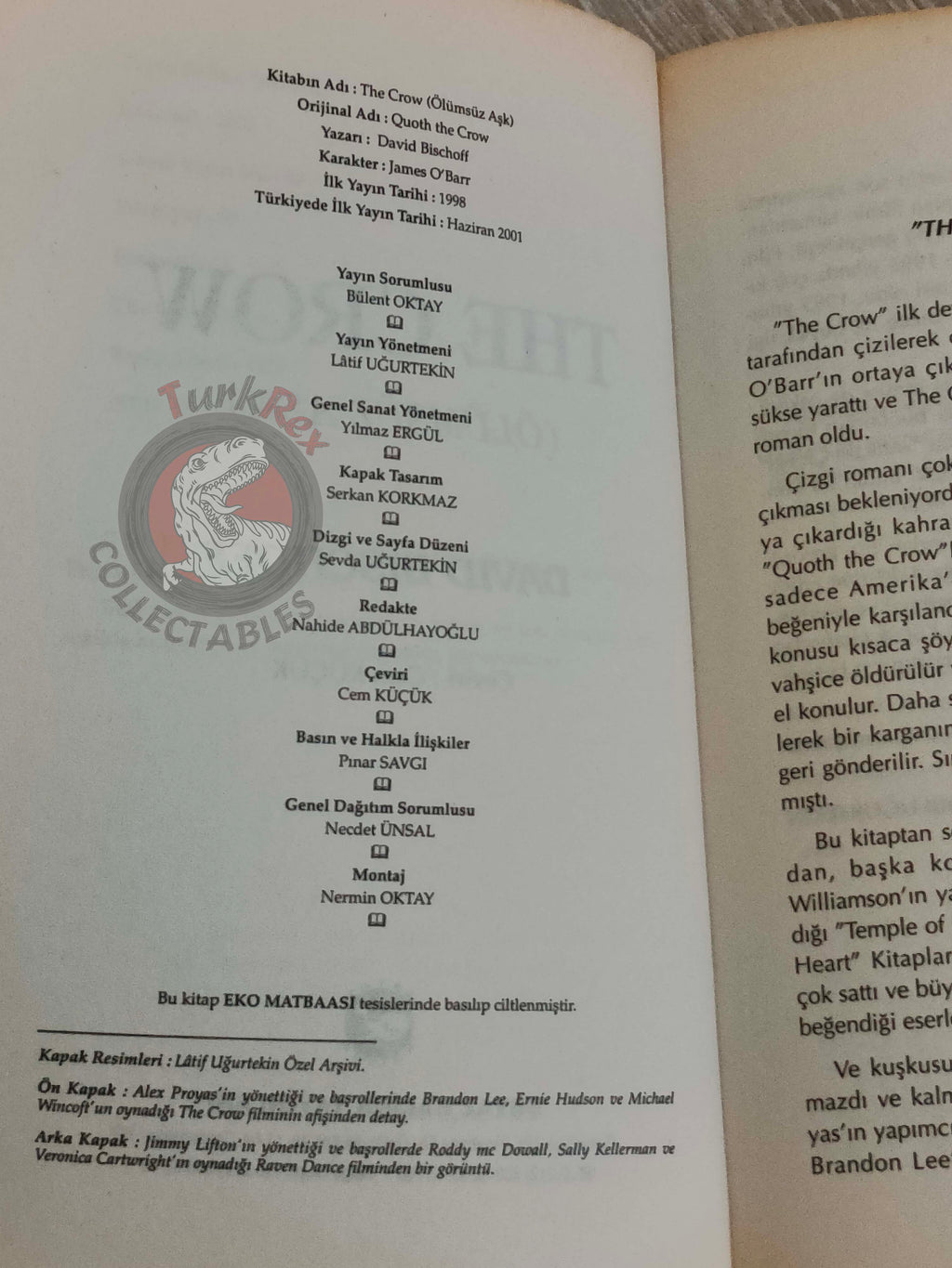 David Bischoff – The Crow: Quoth the Crow 2001 1st Turkish Book Turkey