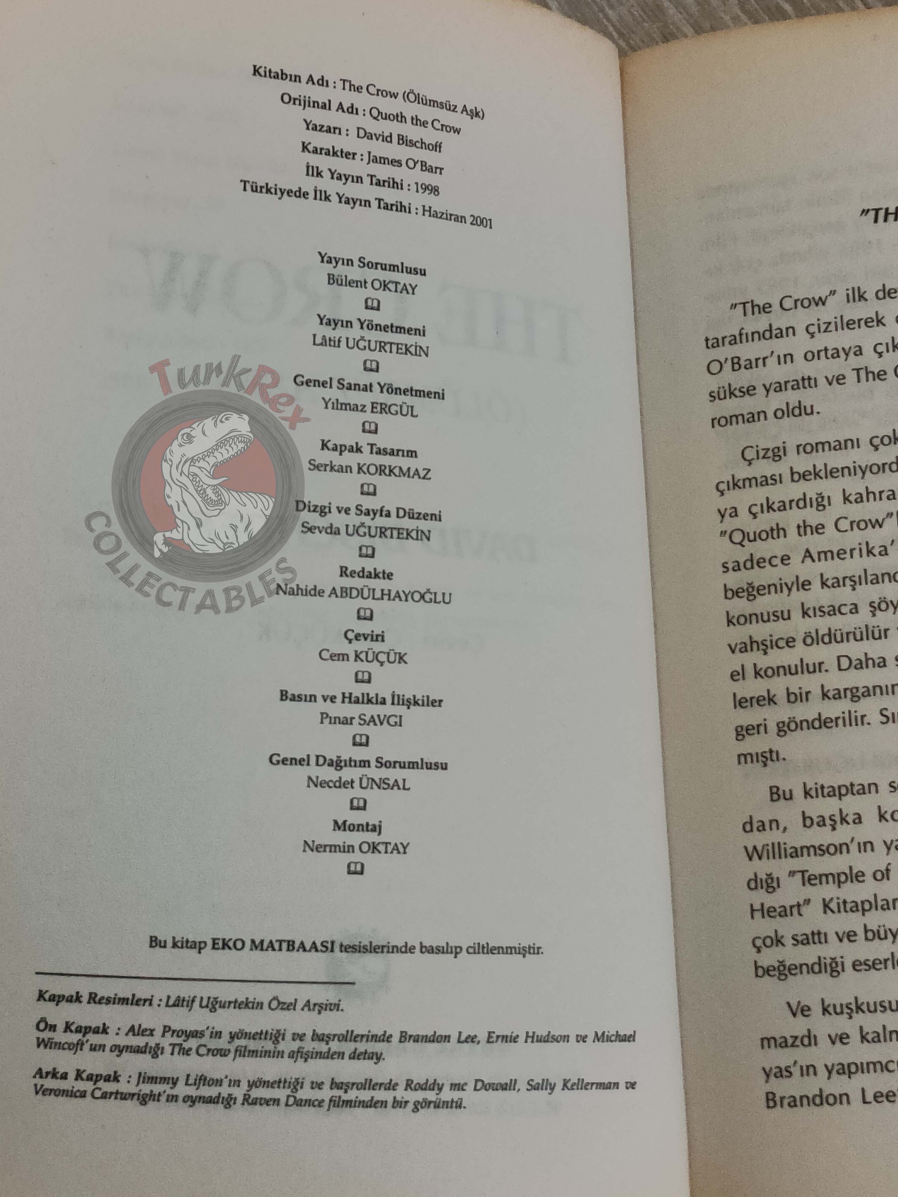 David Bischoff – The Crow: Quoth the Crow 2001 1st Turkish Book Turkey