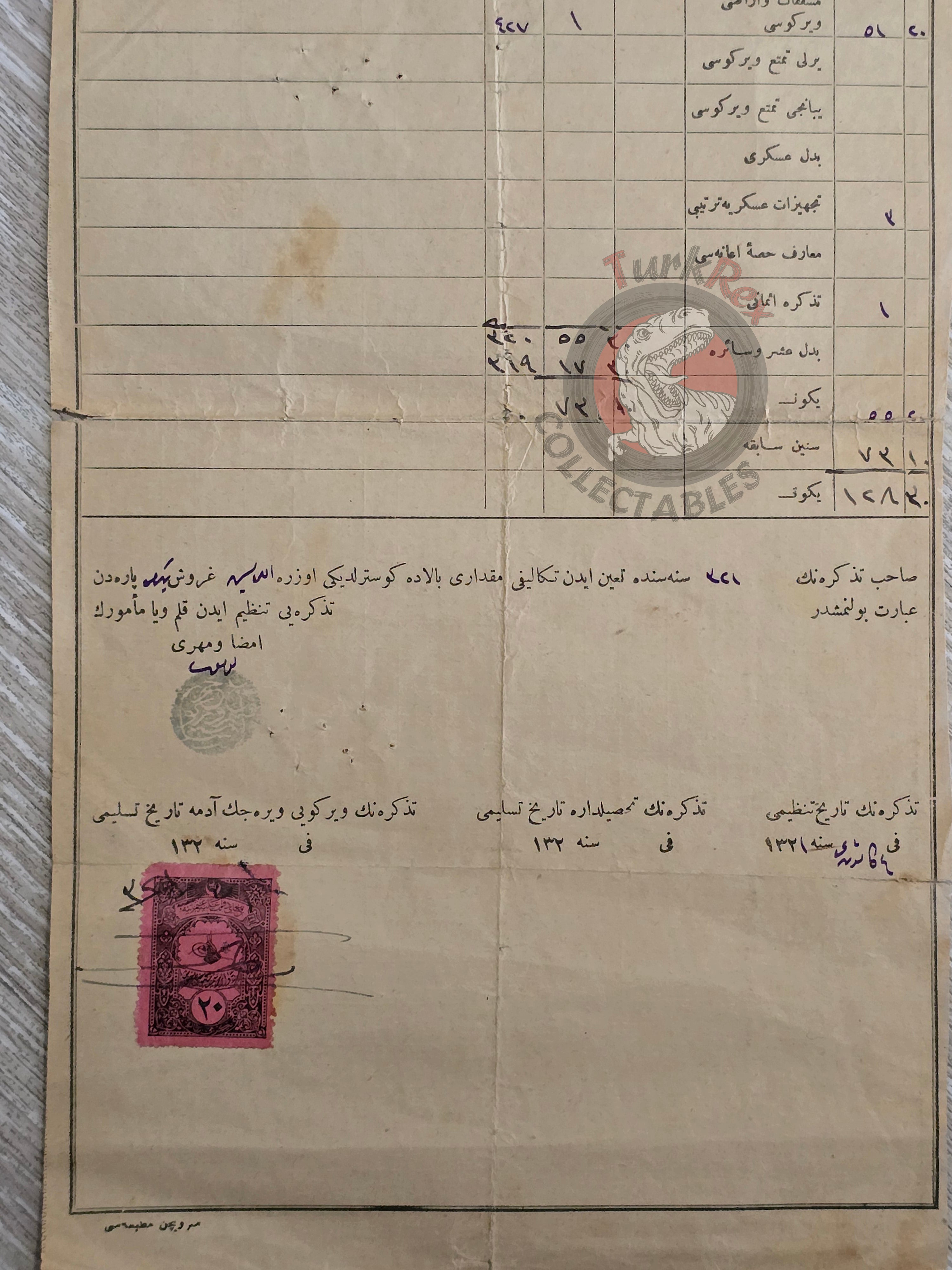 Ottoman Tax Receipt 1905 Muslim Woman Taxpayer in Balkans Manastir Vilayet