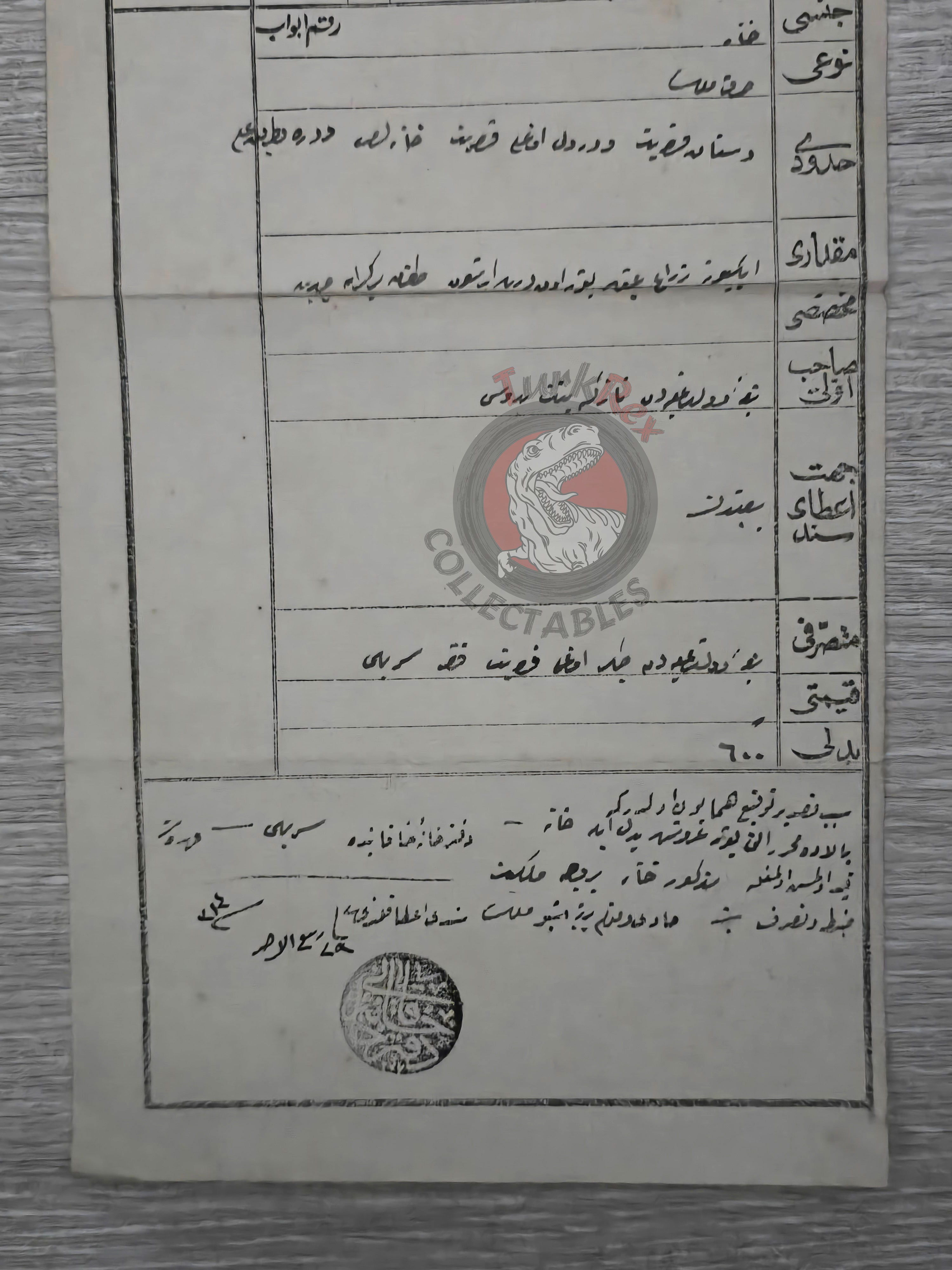 Ottoman 1896 Land Deed Residential Property in Bursa Title Deed Armenia Armenian Watermarked