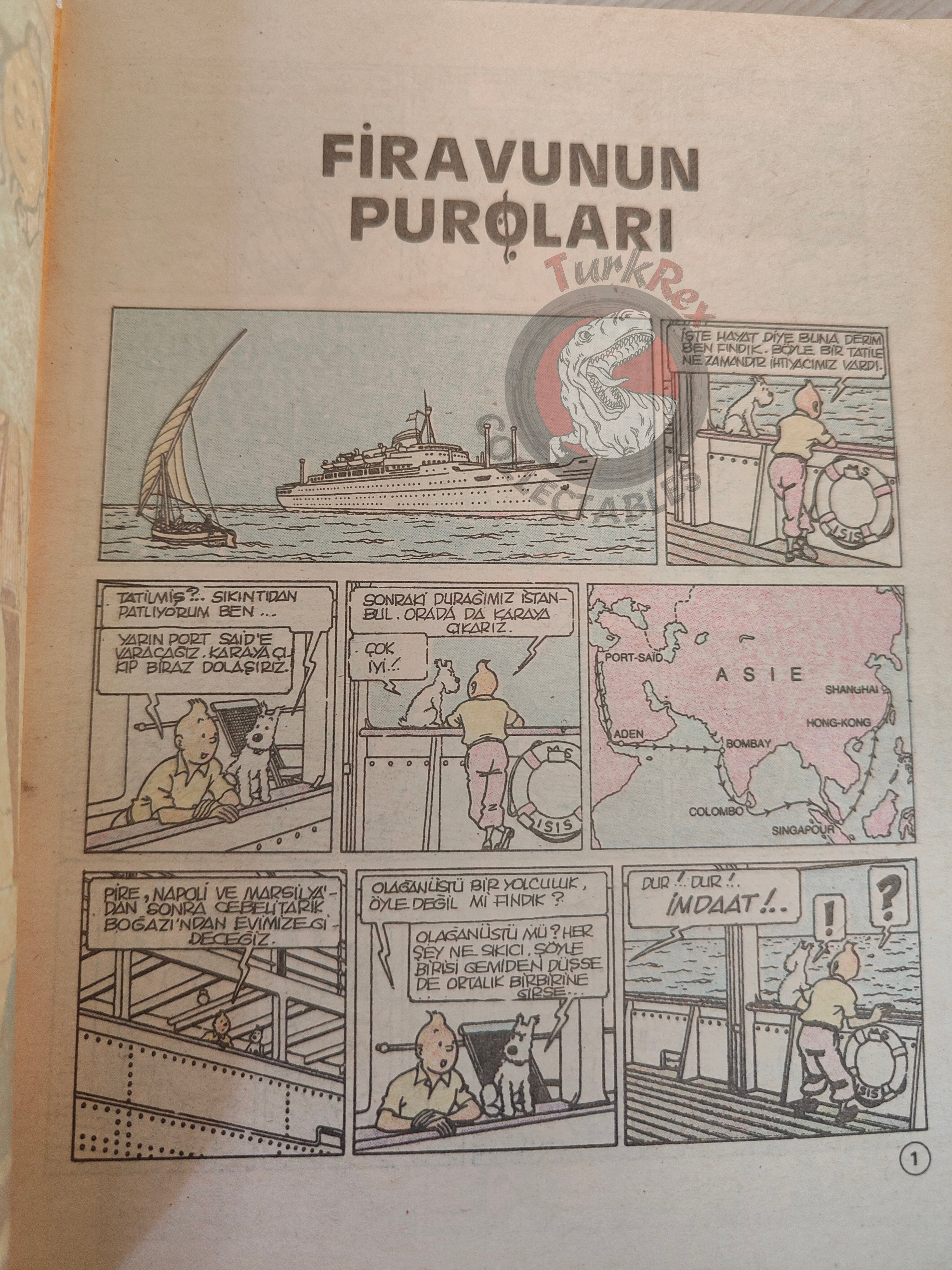 Tintin – Cigars of the Pharaoh 1989 Turkish Edition Comic Turkey