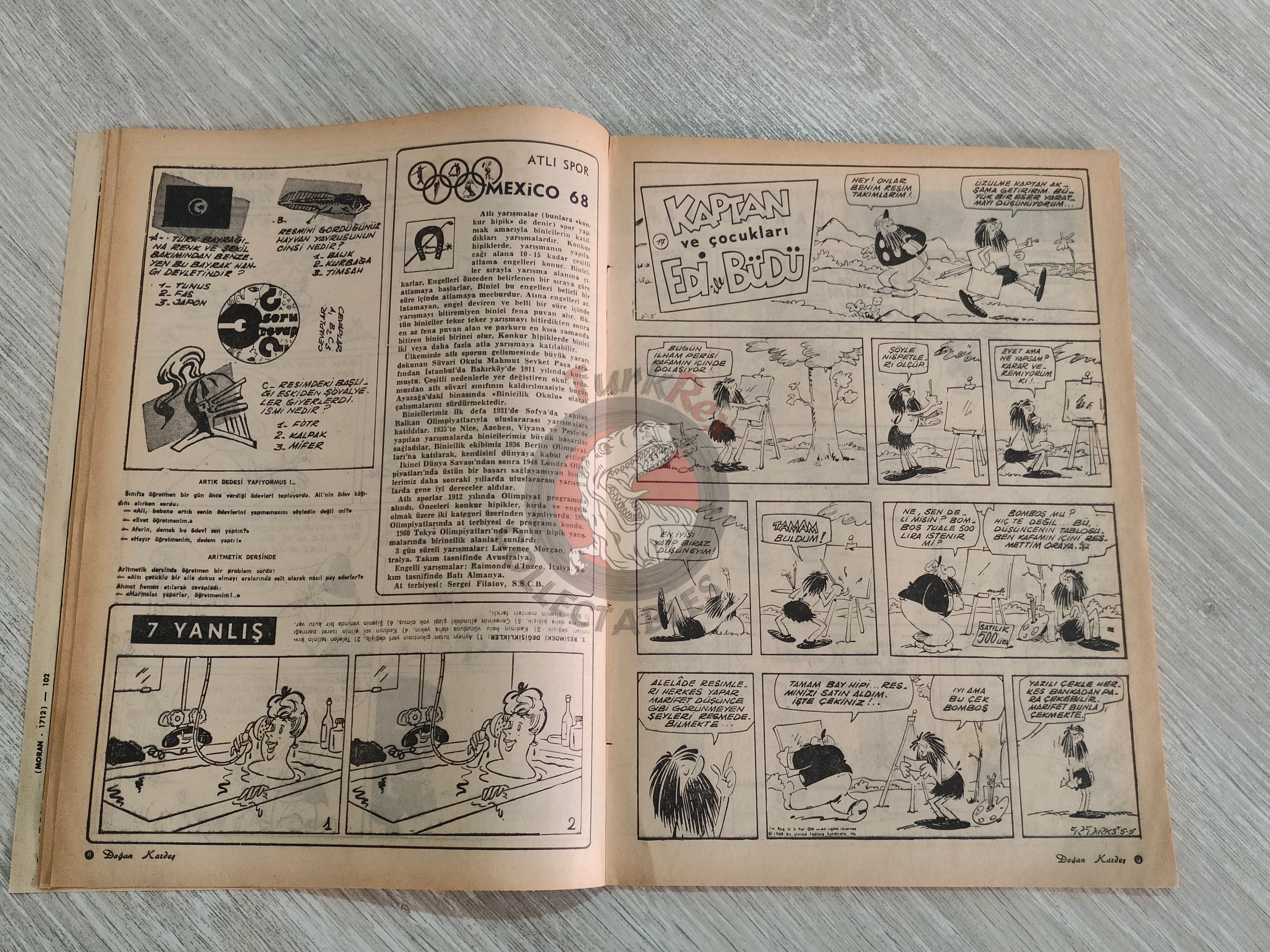 Doğan Kardeş 1968 Magazine #97 Turkish Comic Turkey Zero X, Tarzan, Dennis the Menace