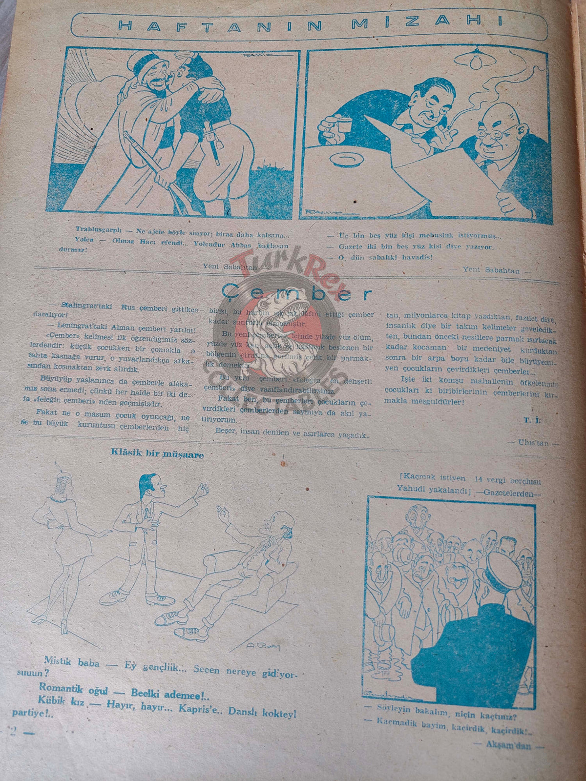Akbaba 1943 Humor Magazine Turkish Turkey Germany Uncle Sam WW2 era Russia Churchill İnönü
