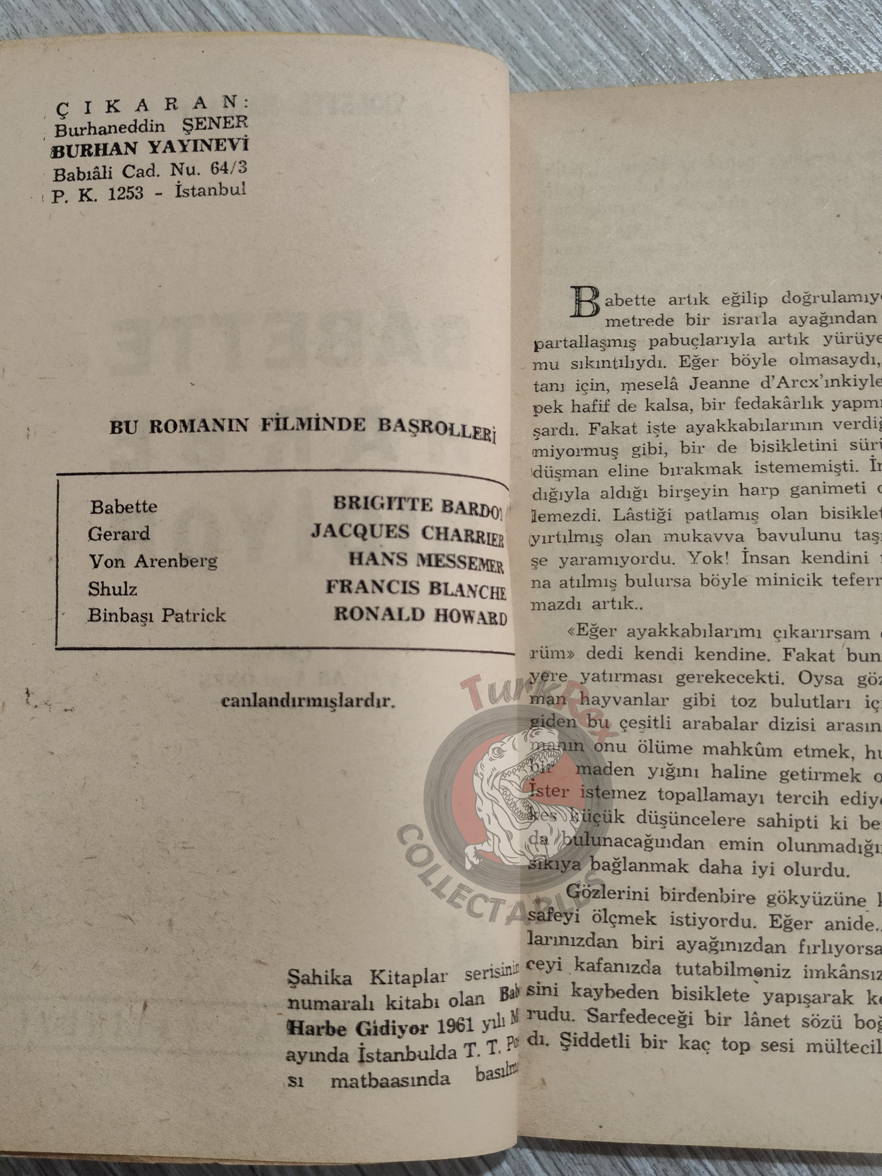 Violette Mariaud – Babette s'en va-t'en guerre 1961 1st Turkish Book Turkey Brigitte Bardot