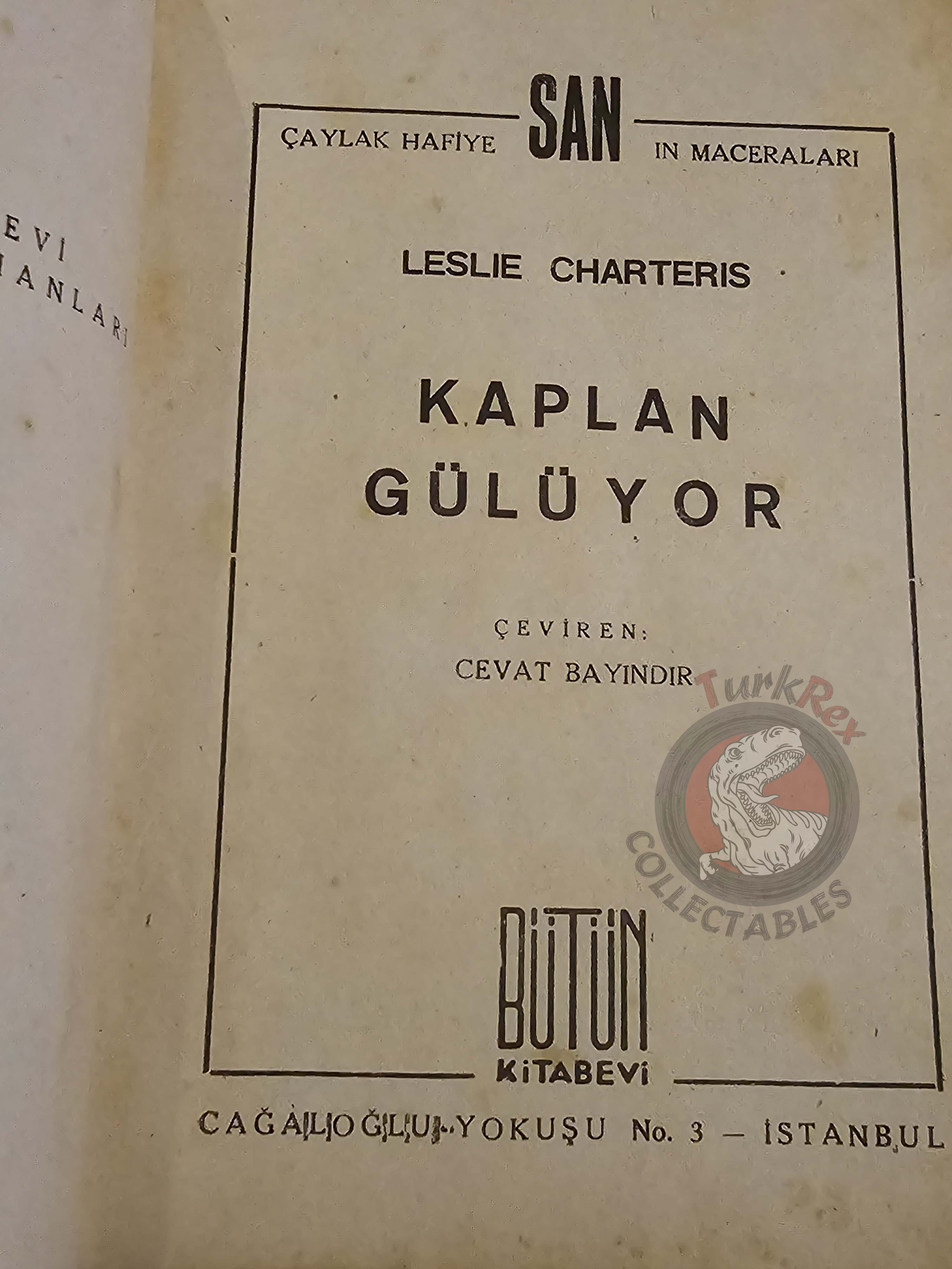 Leslie Charteris – Saint: Saint Overboard 1946 1st Turkish Book Turkey