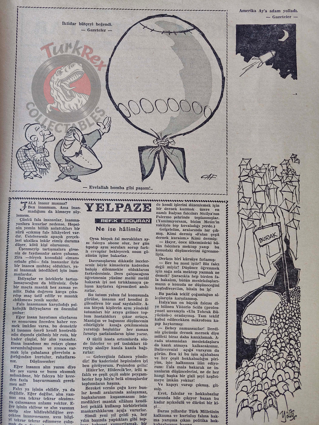 Akbaba 1969 The Space Race: Apollo 8 and the Moon Turkish Magazine Turkey Uncle Sam