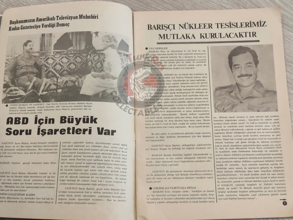 Saddam Hussein - Iraq Today 1981 Official Propaganda Magazine Turkish Turkey Middle East