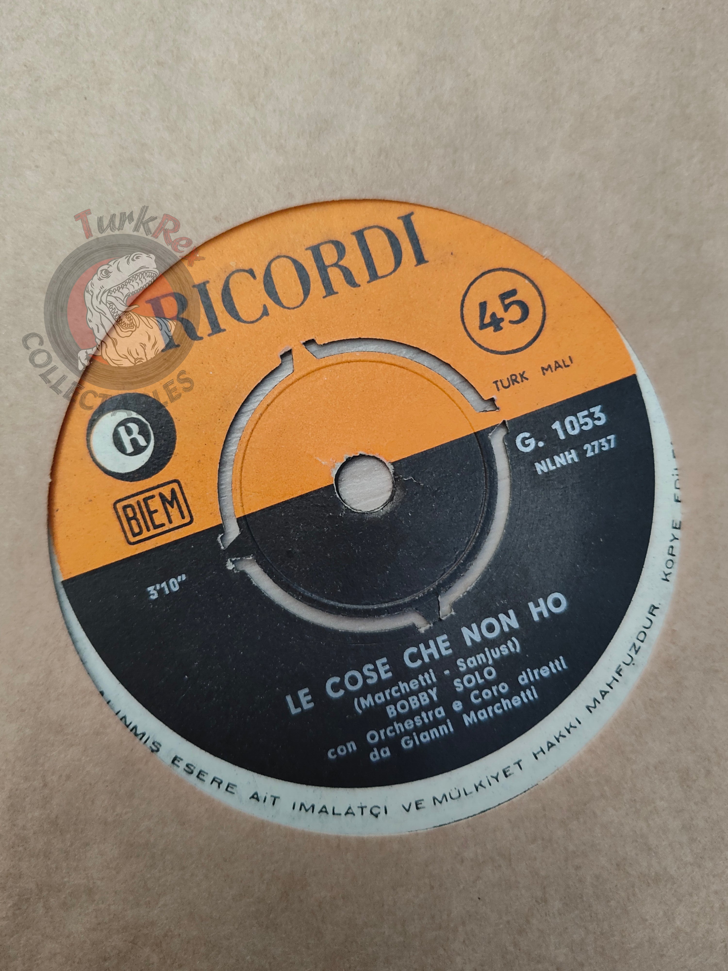 Bobby Solo – Se Piangi, Se Ridi 7" Turkish Pressing Vinyl Turkey Edition