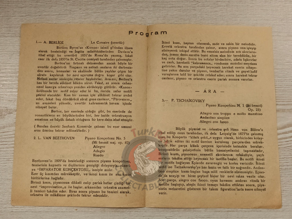 Istanbul Philharmonic Society Cemal Reşid Rey Concert Program 1947 - 48