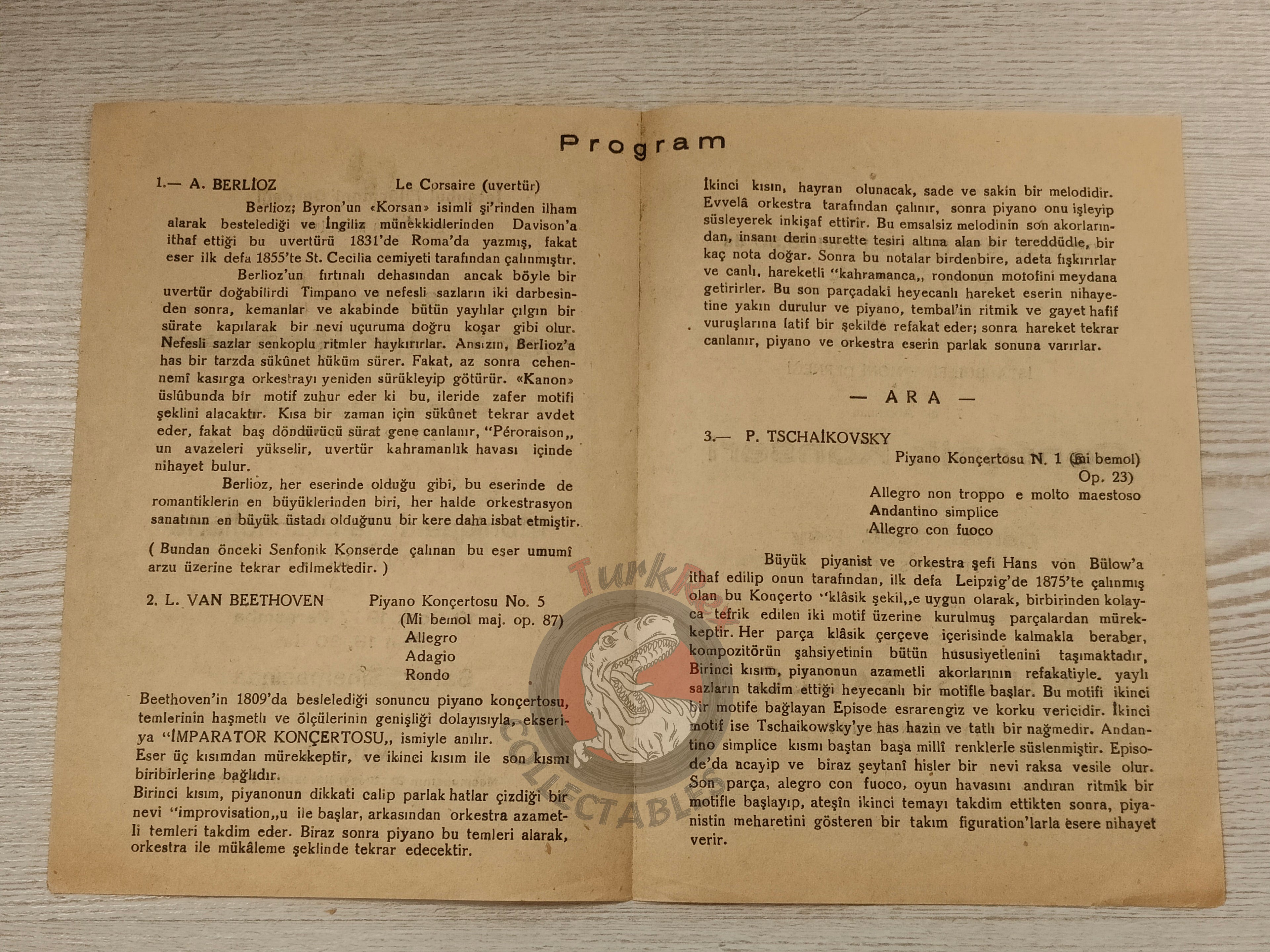 Istanbul Philharmonic Society Cemal Reşid Rey Concert Program 1947 - 48