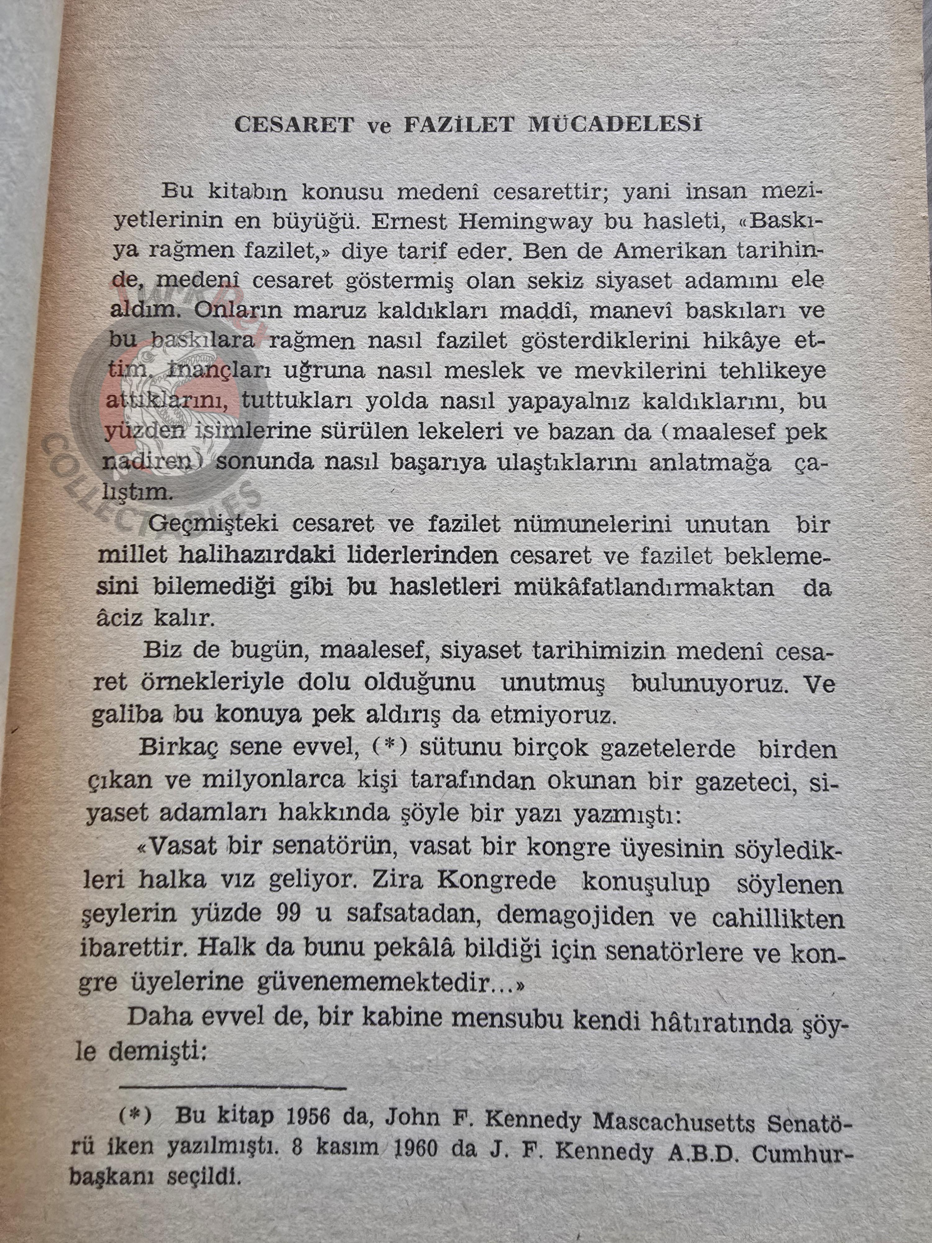 John F. Kennedy – Profiles in Courage 1963 1st Turkish Book Turkey