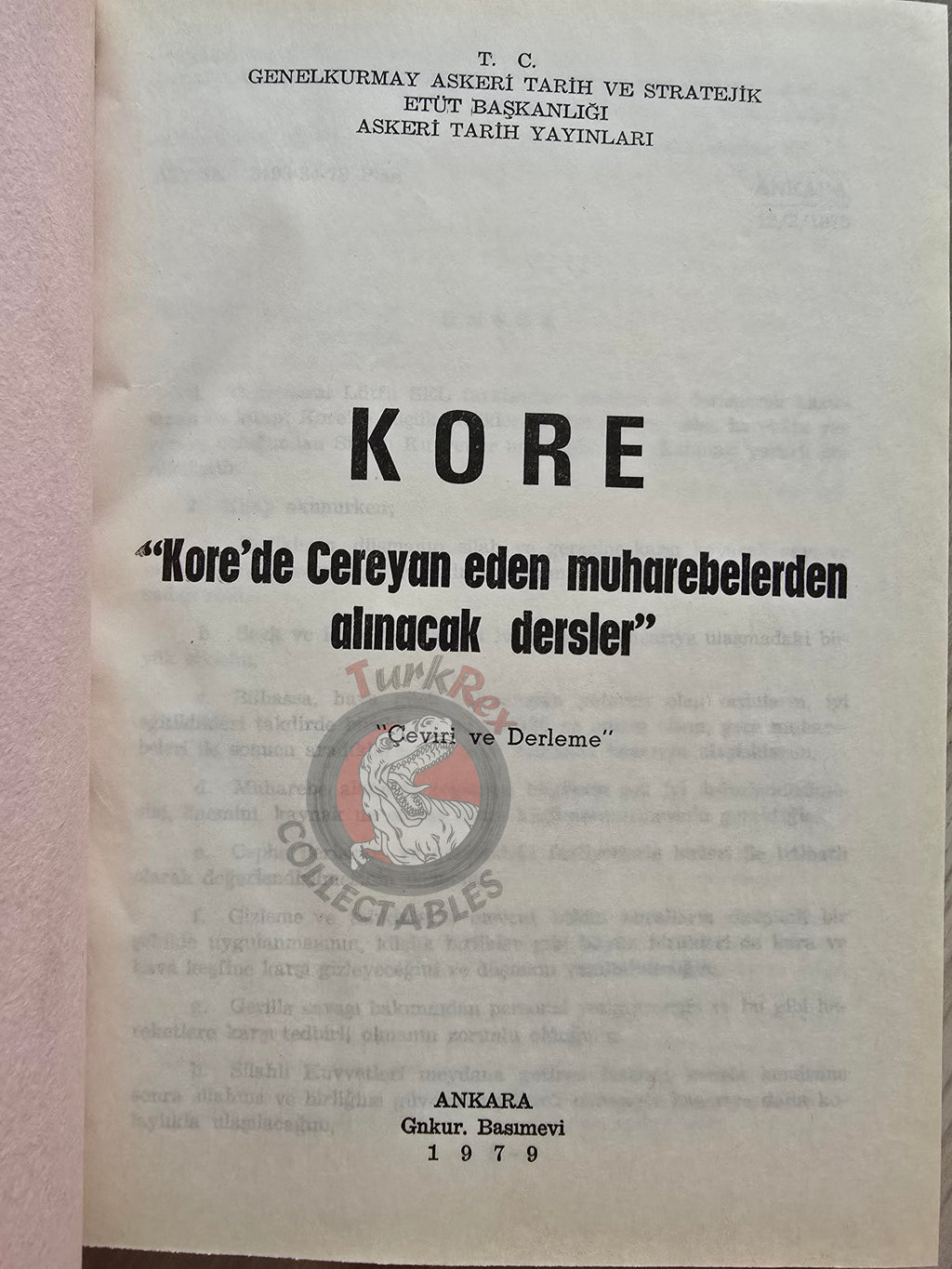Lessons to be Learned from the Korean War Turkey Book 1979 with Maps Korea
