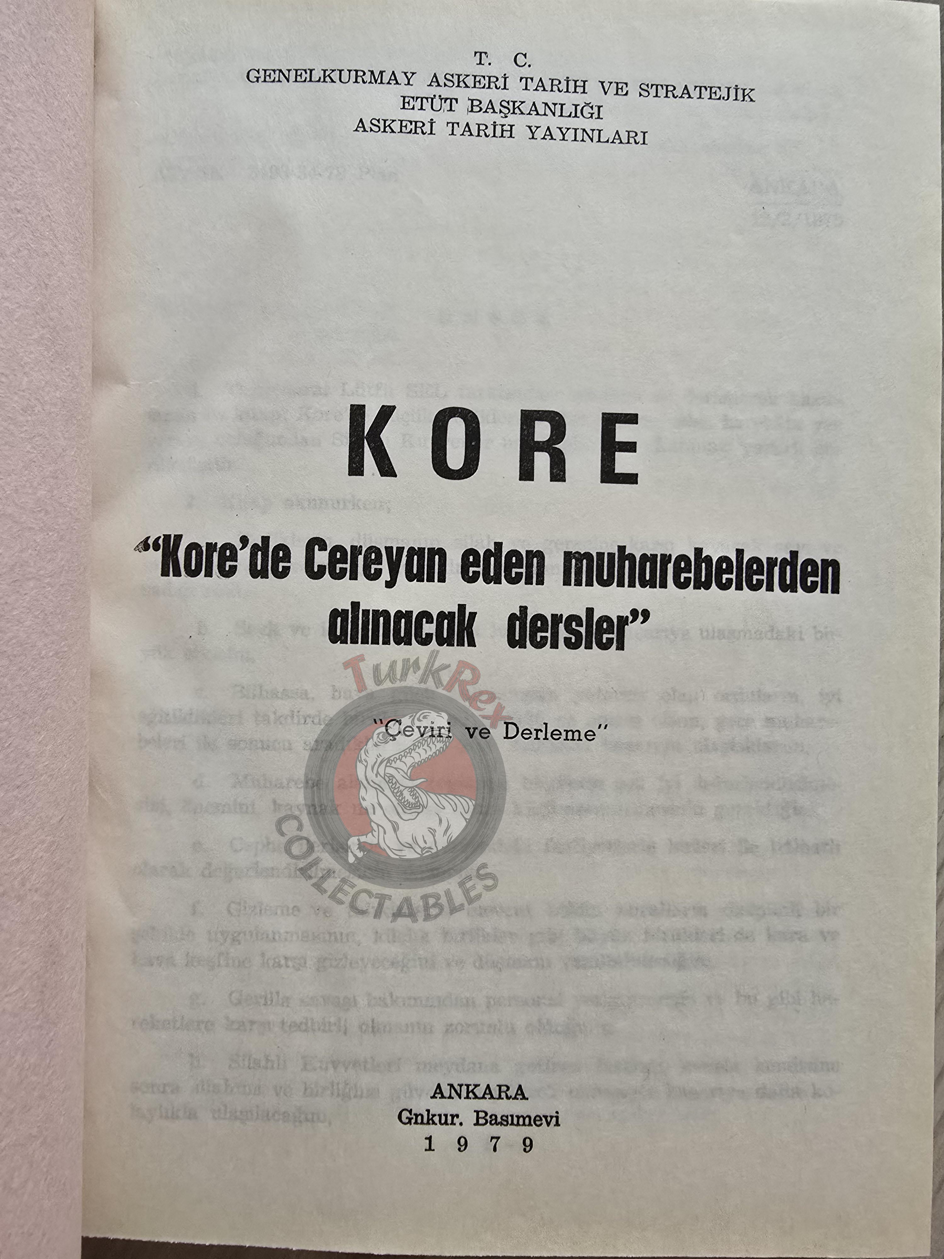 Lessons to be Learned from the Korean War Turkey Book 1979 with Maps Korea
