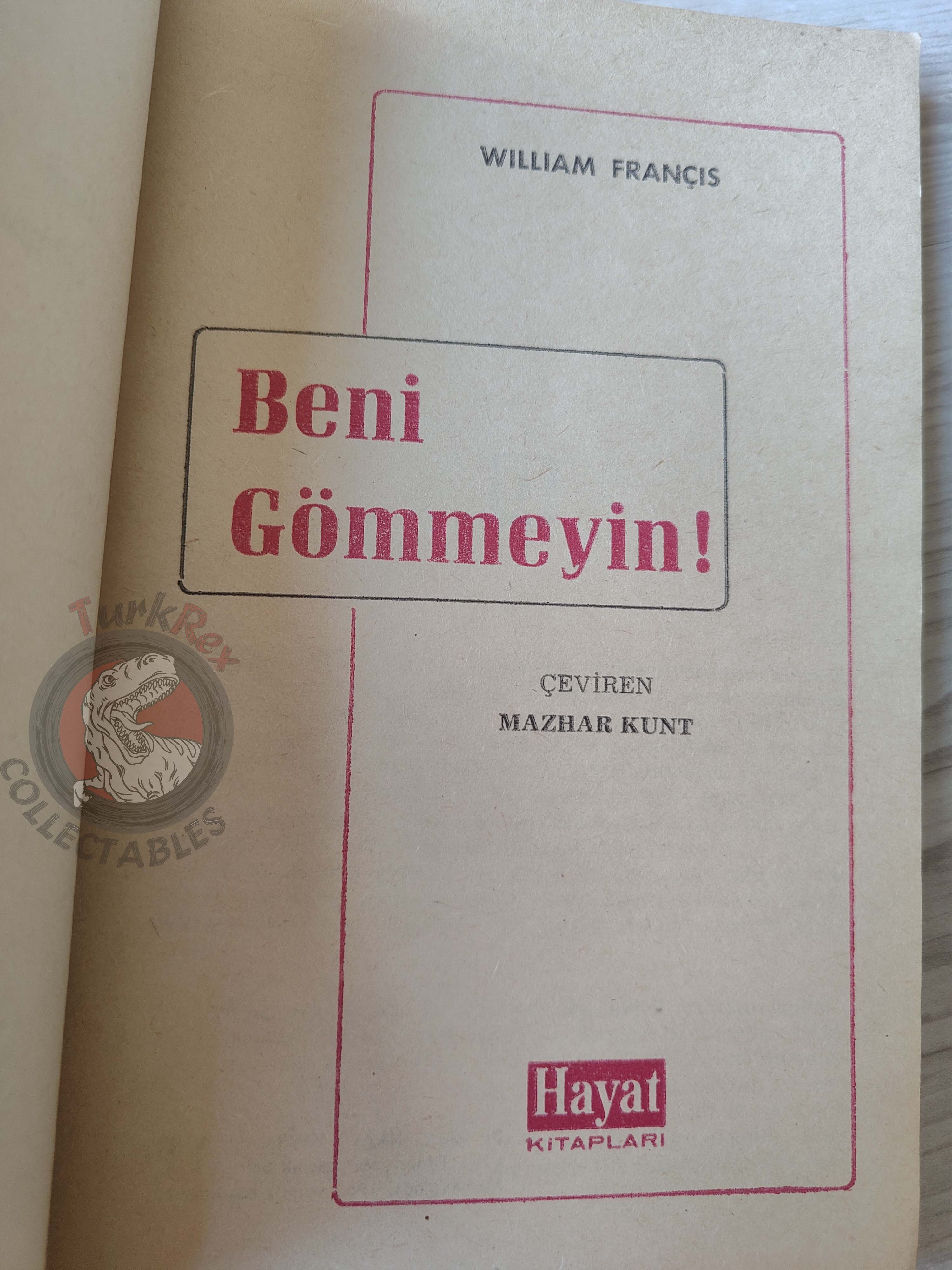 William Francis – Bury Me Not 1965 1st Turkish Book Turkey