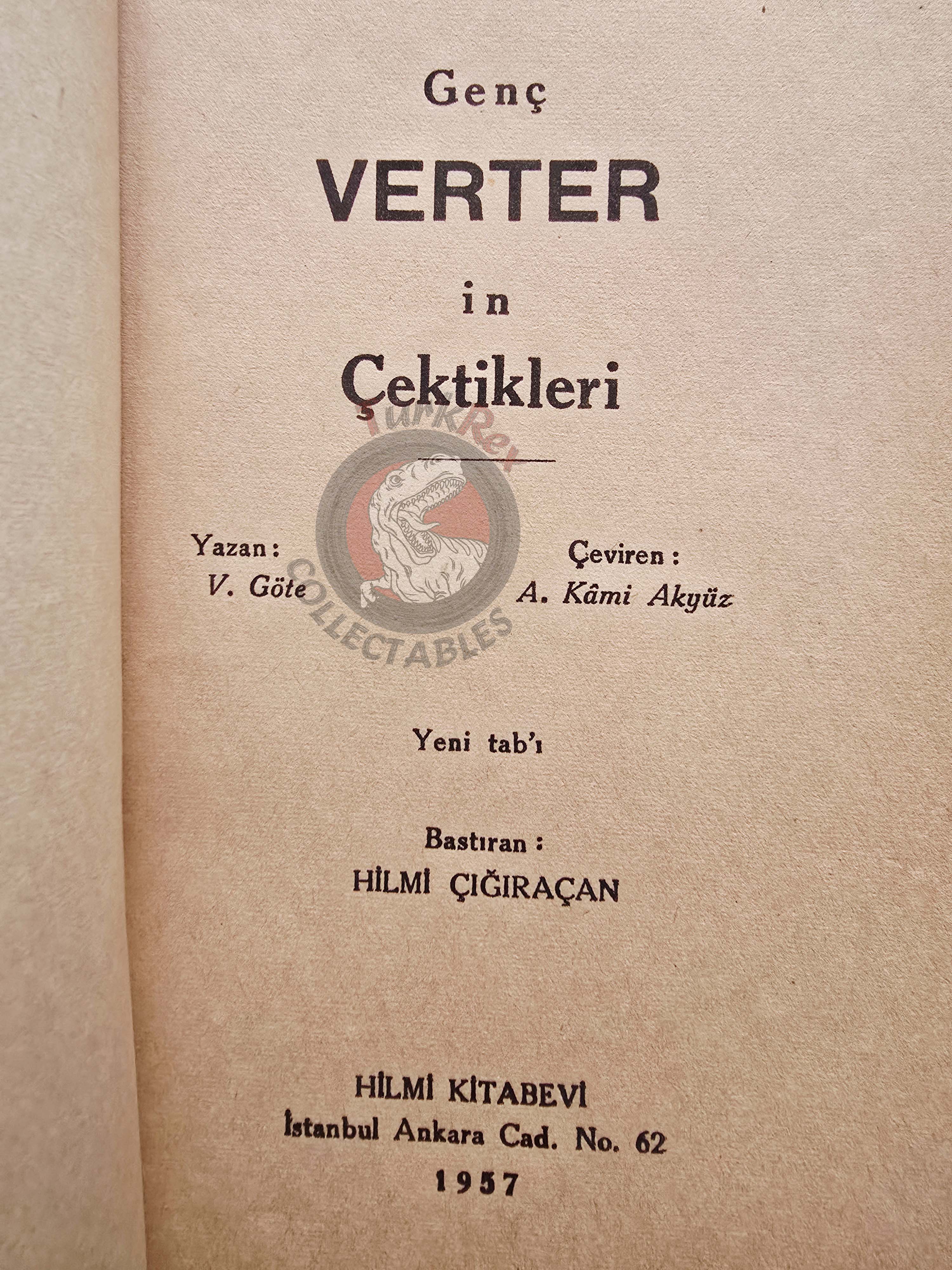 Johann Wolfgang von Goethe – The Sorrows Of Young Werther 1957 Turkish Book Turkey