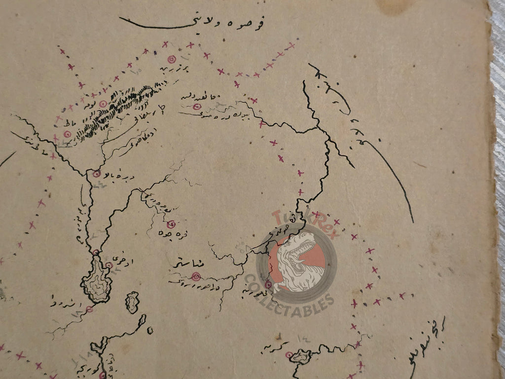 Ottoman Empire Hand-Drawn Map Manastir Vilayet 1890s Manuscript Balkans Macedonia