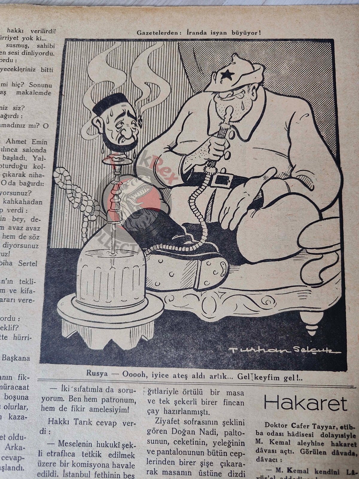 Akbaba 1945 Humor Magazine Turkish Turkey Statue of Liberty Atom Bomb WW2 era Russia Balkans