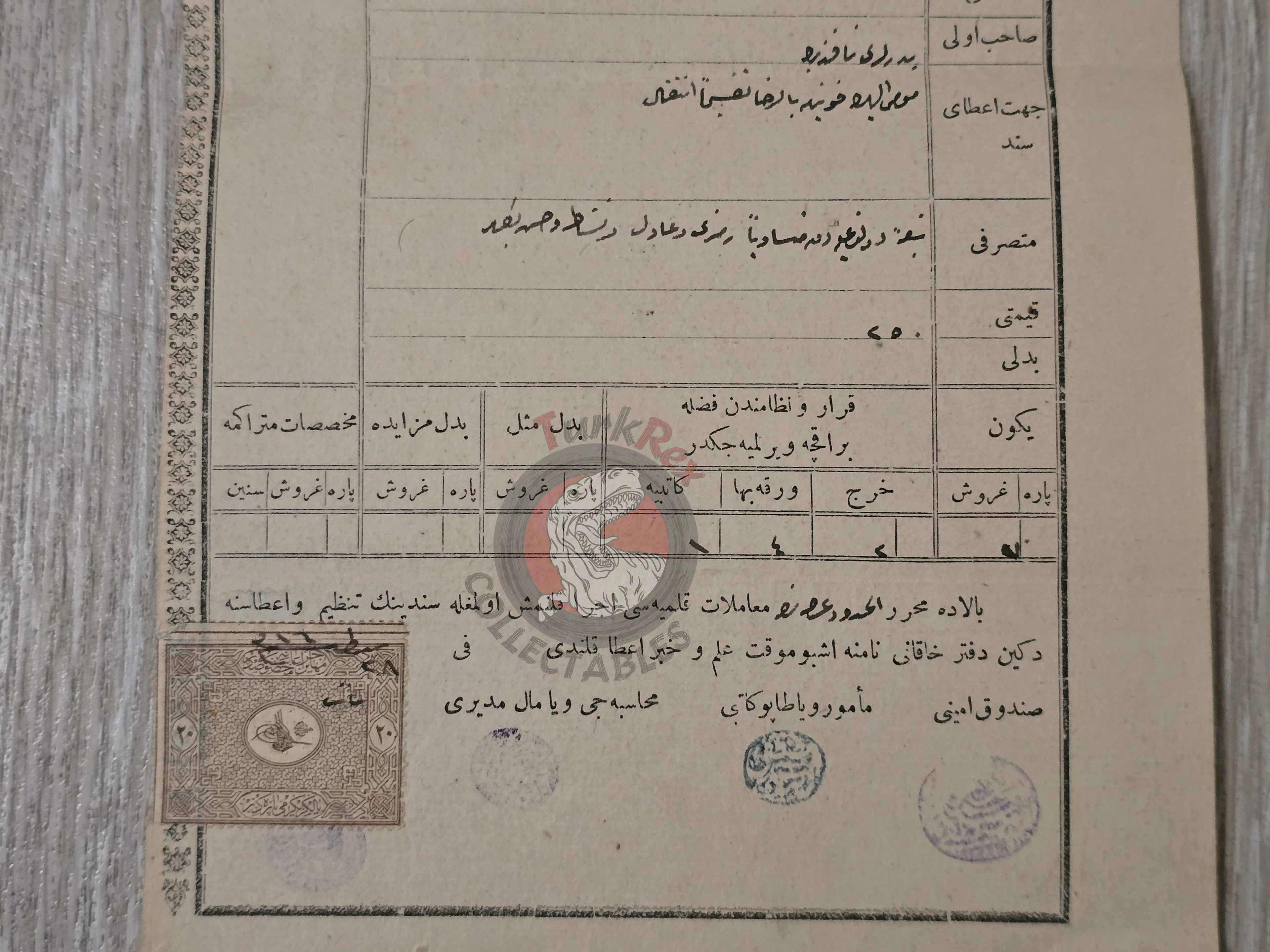 Ottoman 1901 Land Deed Mill Plot in İçel Ermenek Title Deed