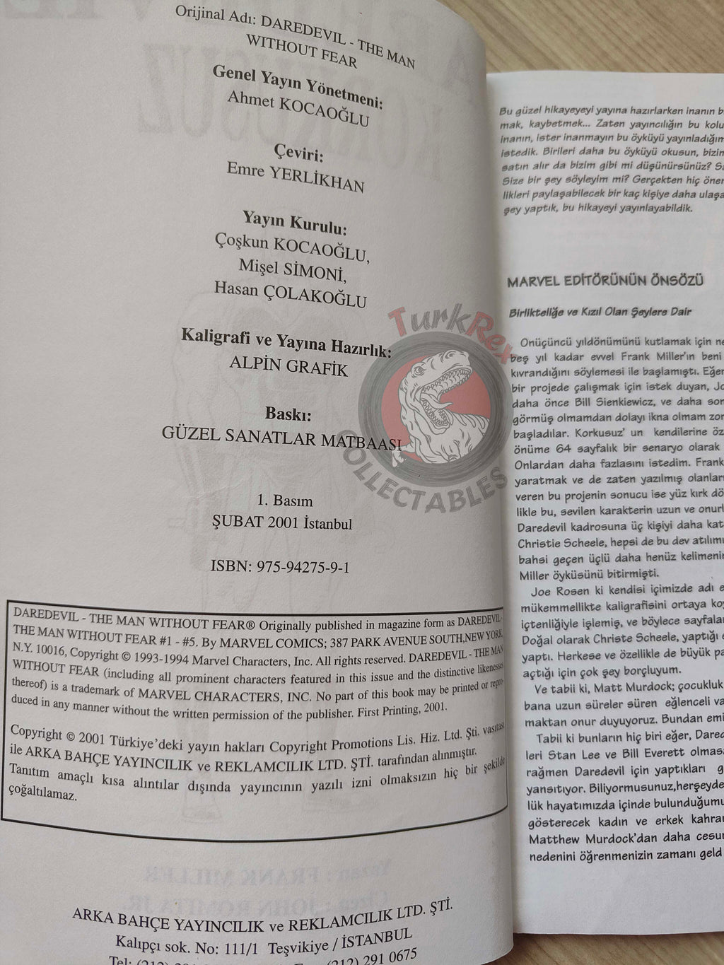 Daredevil: The Man Without Fear #1–5 Turkish Comic Turkey
