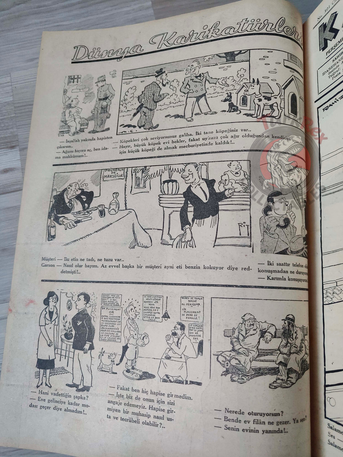 Karikatür 1941 Humor Magazine Turkish Turkey Azrael War WW2 era Roosevelt USA Charles Lindbergh