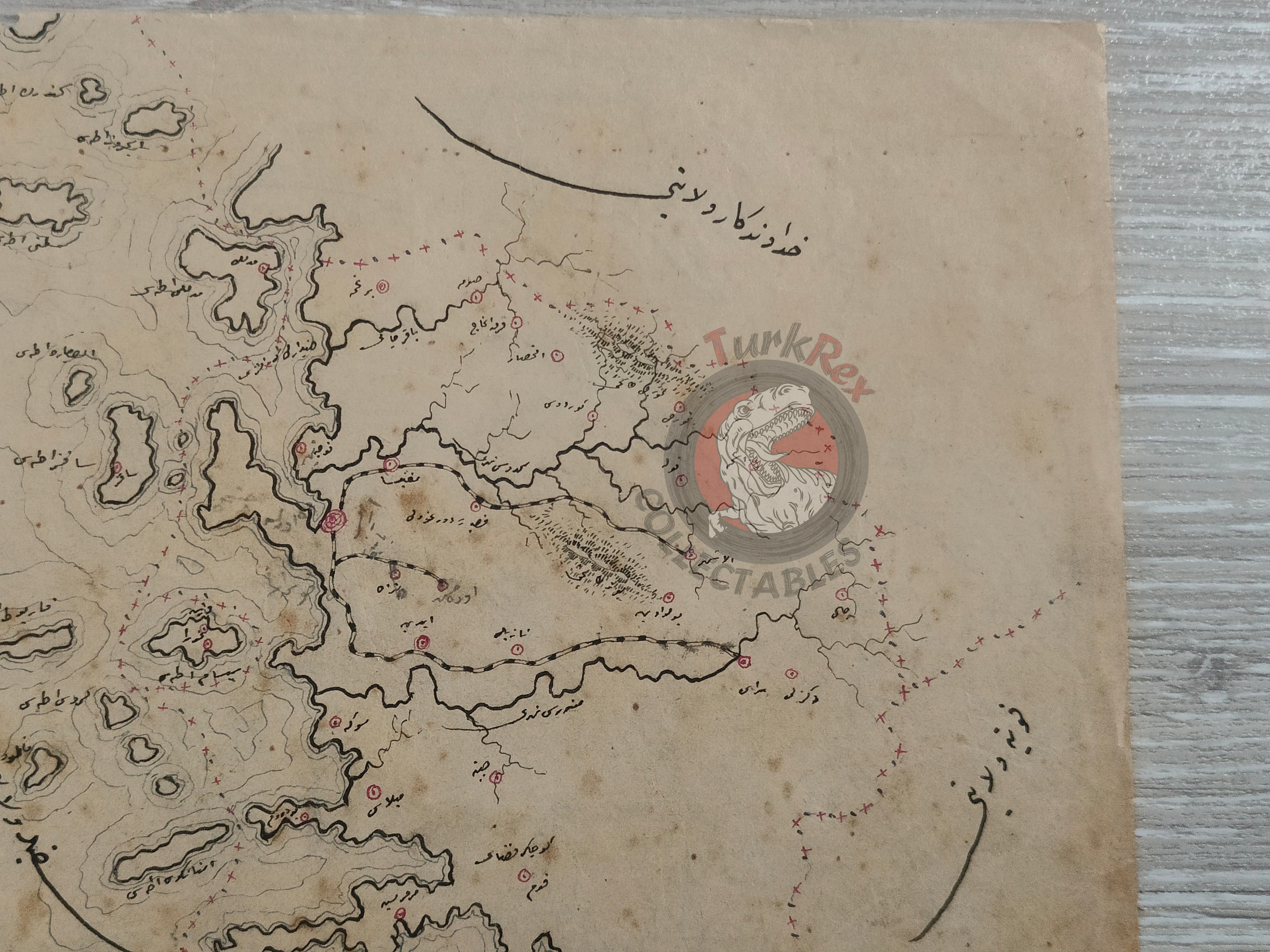 Ottoman Empire Hand-Drawn Map Konia and Aidin Vilayet 1890s Manuscript Anatolia Cyprus