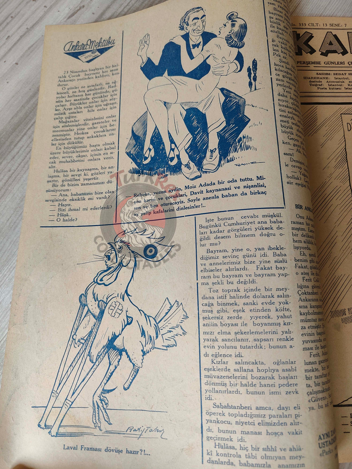 Karikatür 1942 Humor Magazine Turkish Turkey Britain Soviet Union United States WW2 era pin-up France