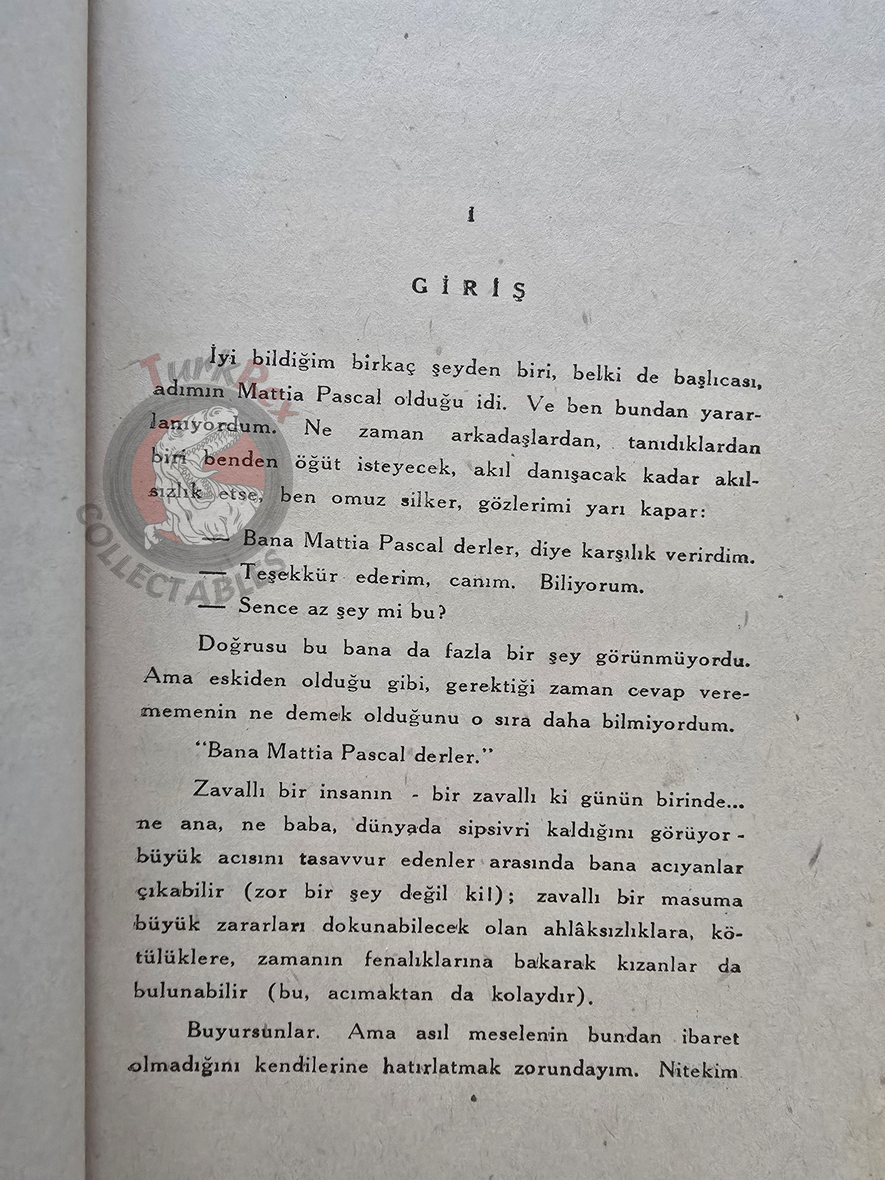 Luigi Pirandello – Il Fu Mattia Pascal 1967 1st Turkish Book Turkey