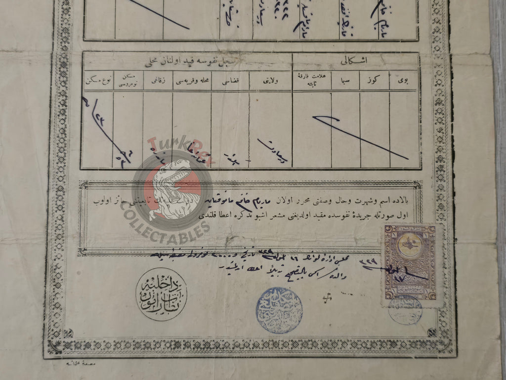 Ottoman Identity Document 1913 İstanbul Armenian Citizen Mariam Manoukian Armenia