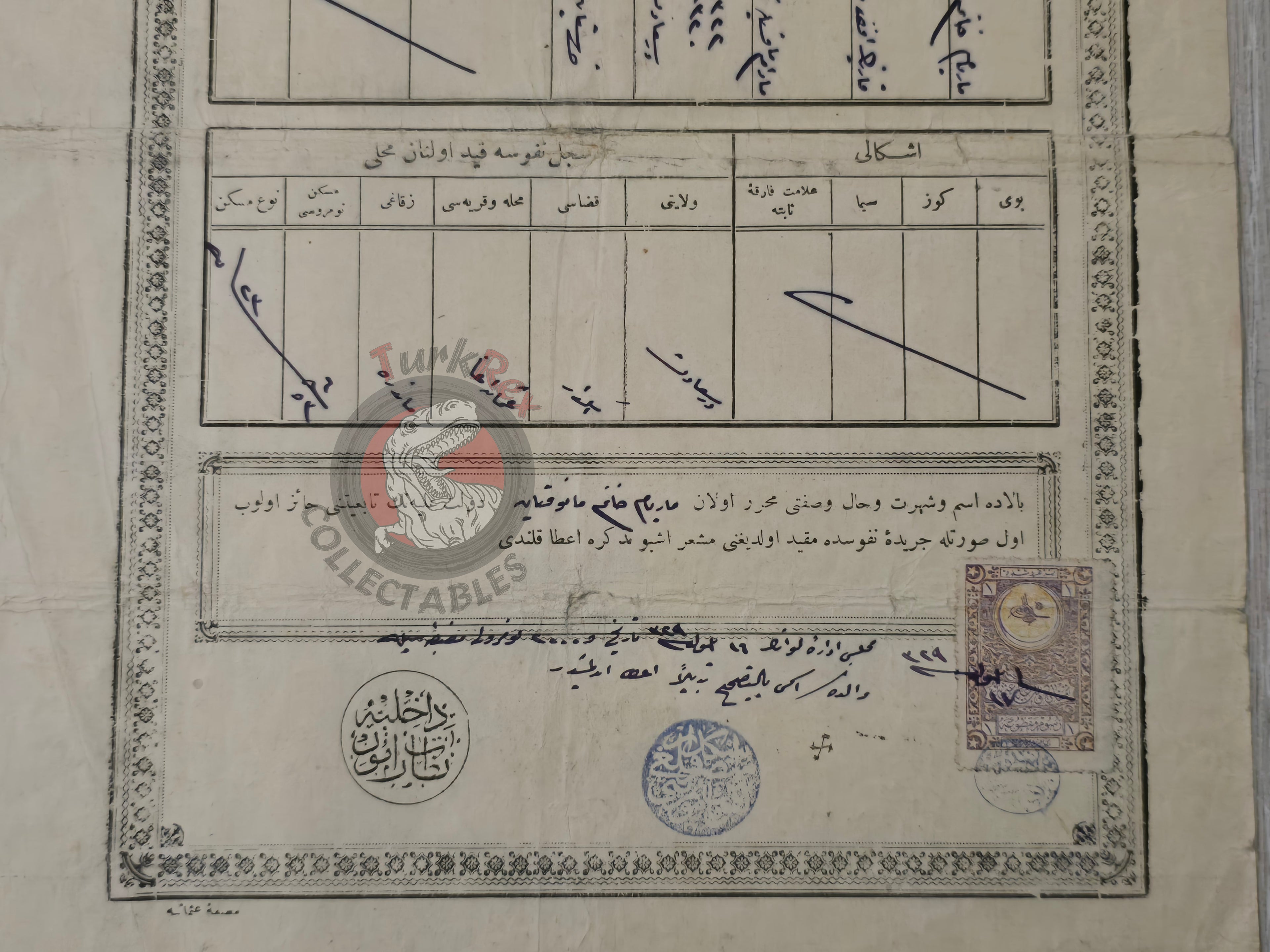 Ottoman Identity Document 1913 İstanbul Armenian Citizen Mariam Manoukian Armenia