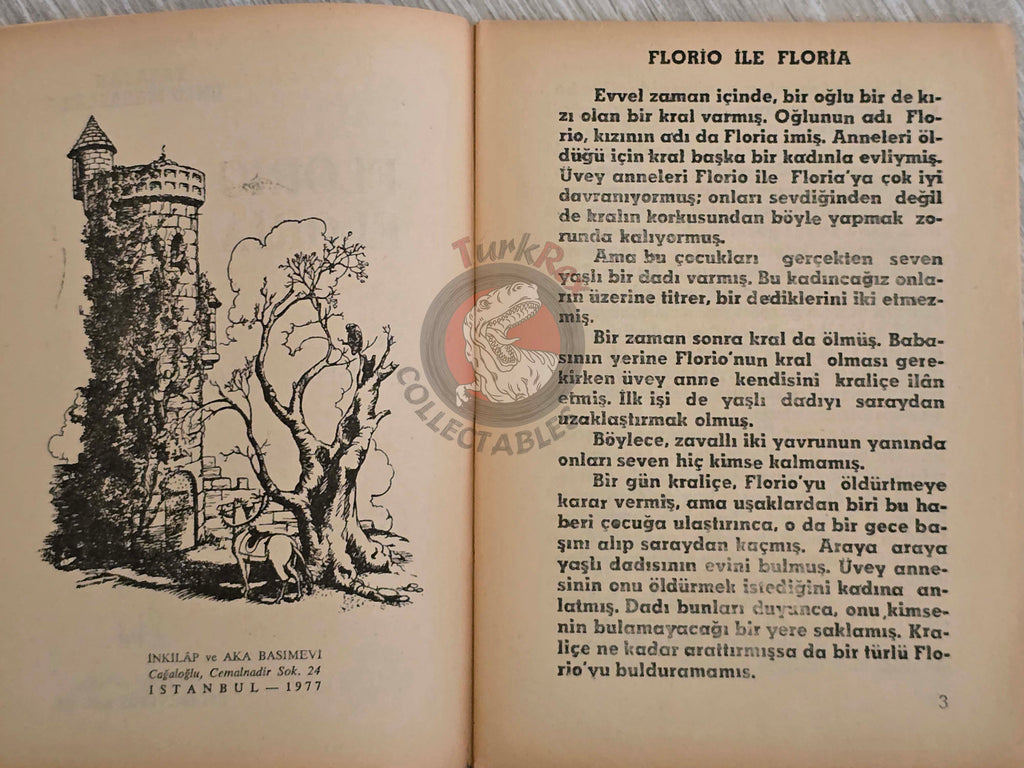 French Fairy Tales: Floro and Blanziflor 1977 Turkish Book Turkey Illustrated