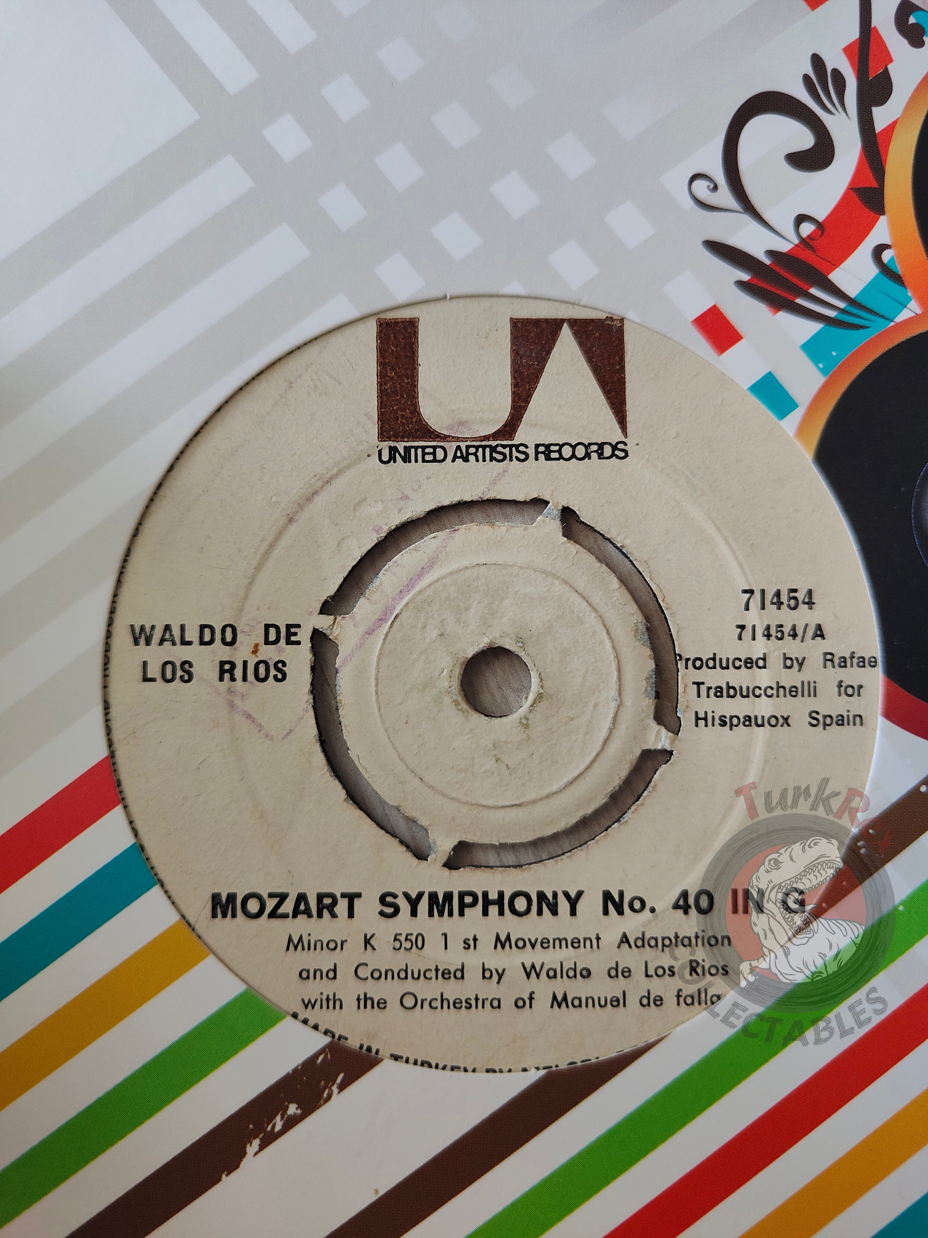 Waldo De Los Rios – Mozart Symphony No.40 In G Minor 7" Turkish Pressing Vinyl Turkey Edition 2