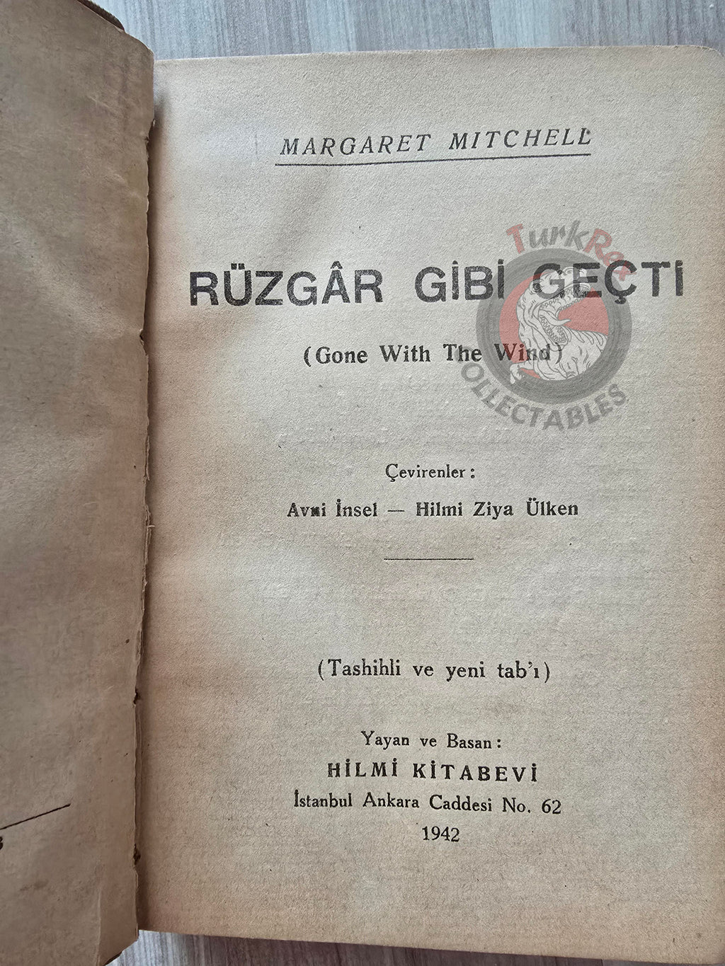 Margaret Mitchell – Gone with the Wind 1942 1st Turkish Book Turkey