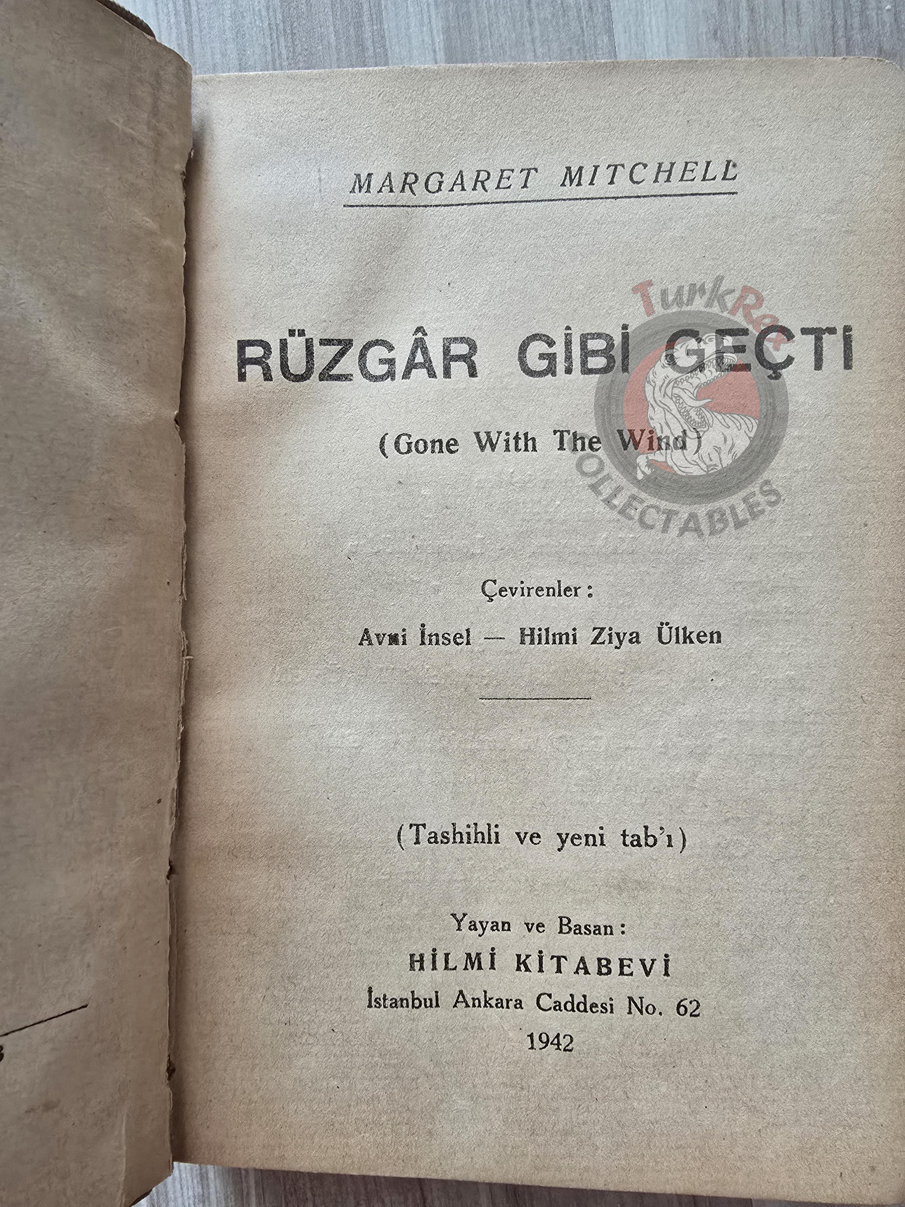 Margaret Mitchell – Gone with the Wind 1942 1st Turkish Book Turkey