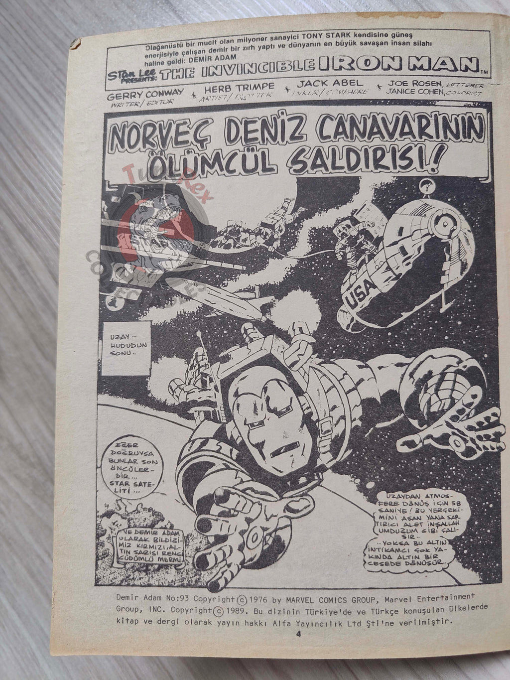 Iron Man #7 Demir Adam 1989 Turkish Comic Turkey #93 #94 #95 #96