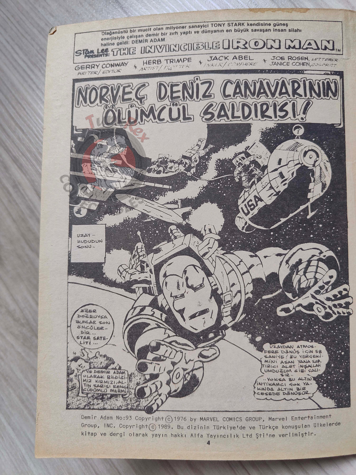 Iron Man #7 Demir Adam 1989 Turkish Comic Turkey #93 #94 #95 #96