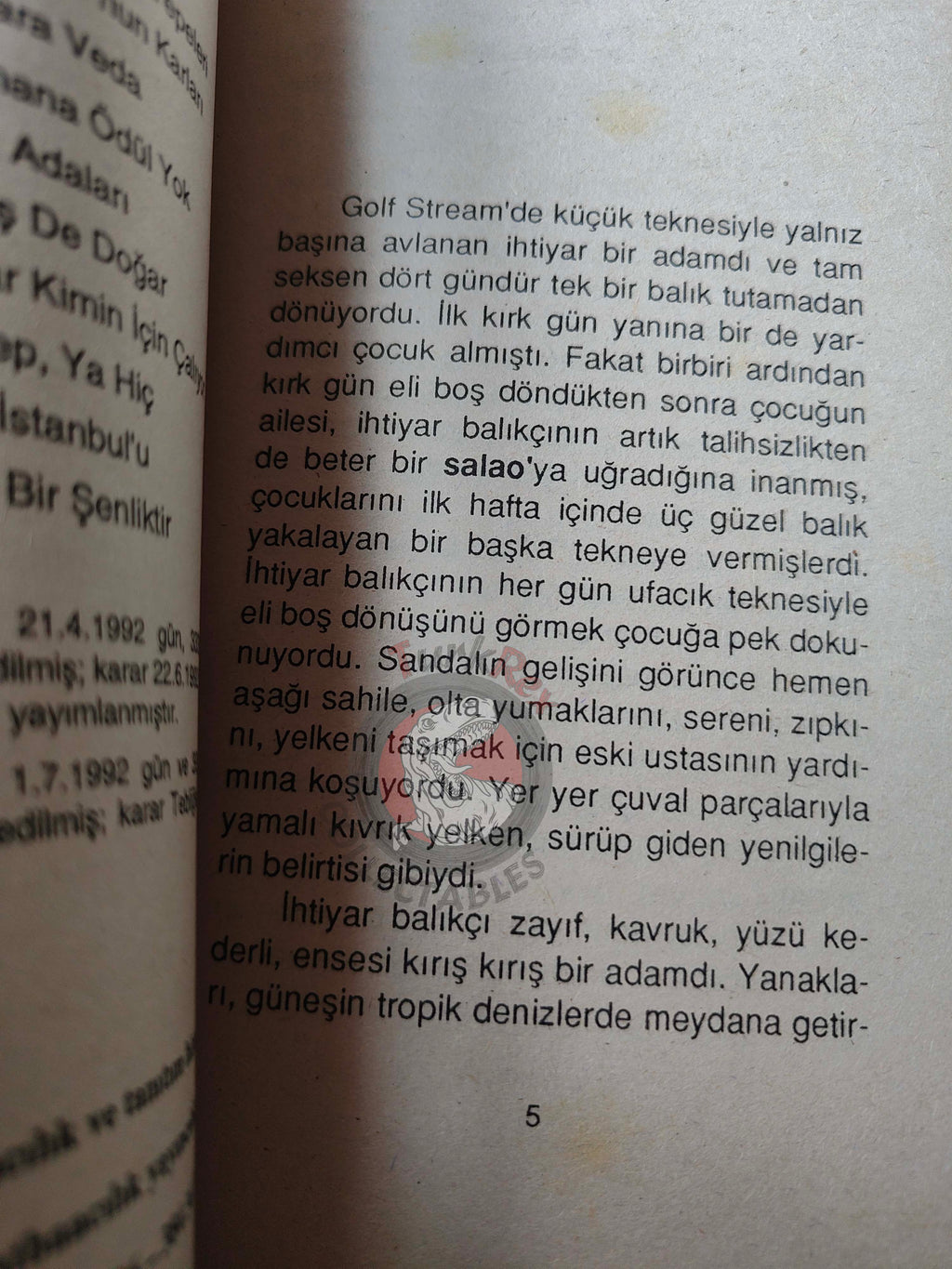 Ernest Hemingway – The Old Man and the Sea 1997 Turkish Book Turkey