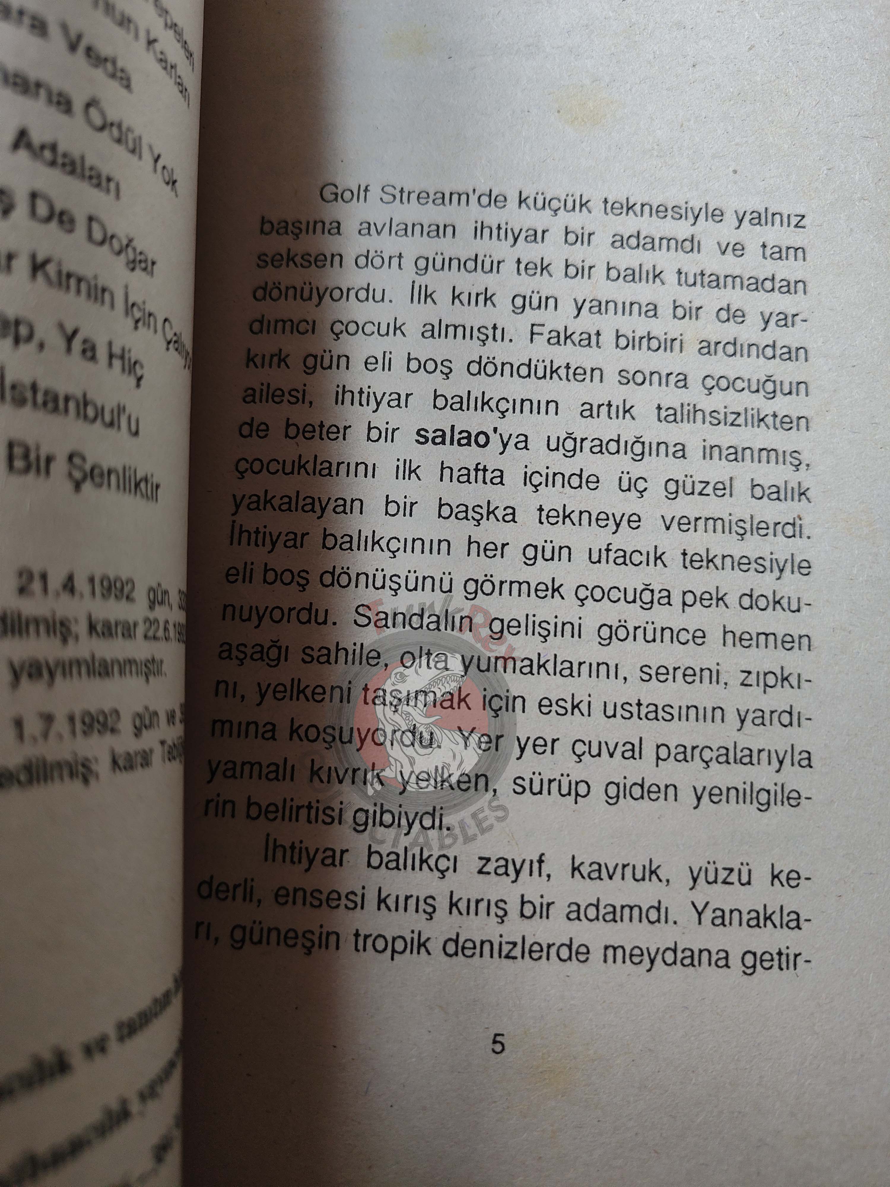 Ernest Hemingway – The Old Man and the Sea 1997 Turkish Book Turkey