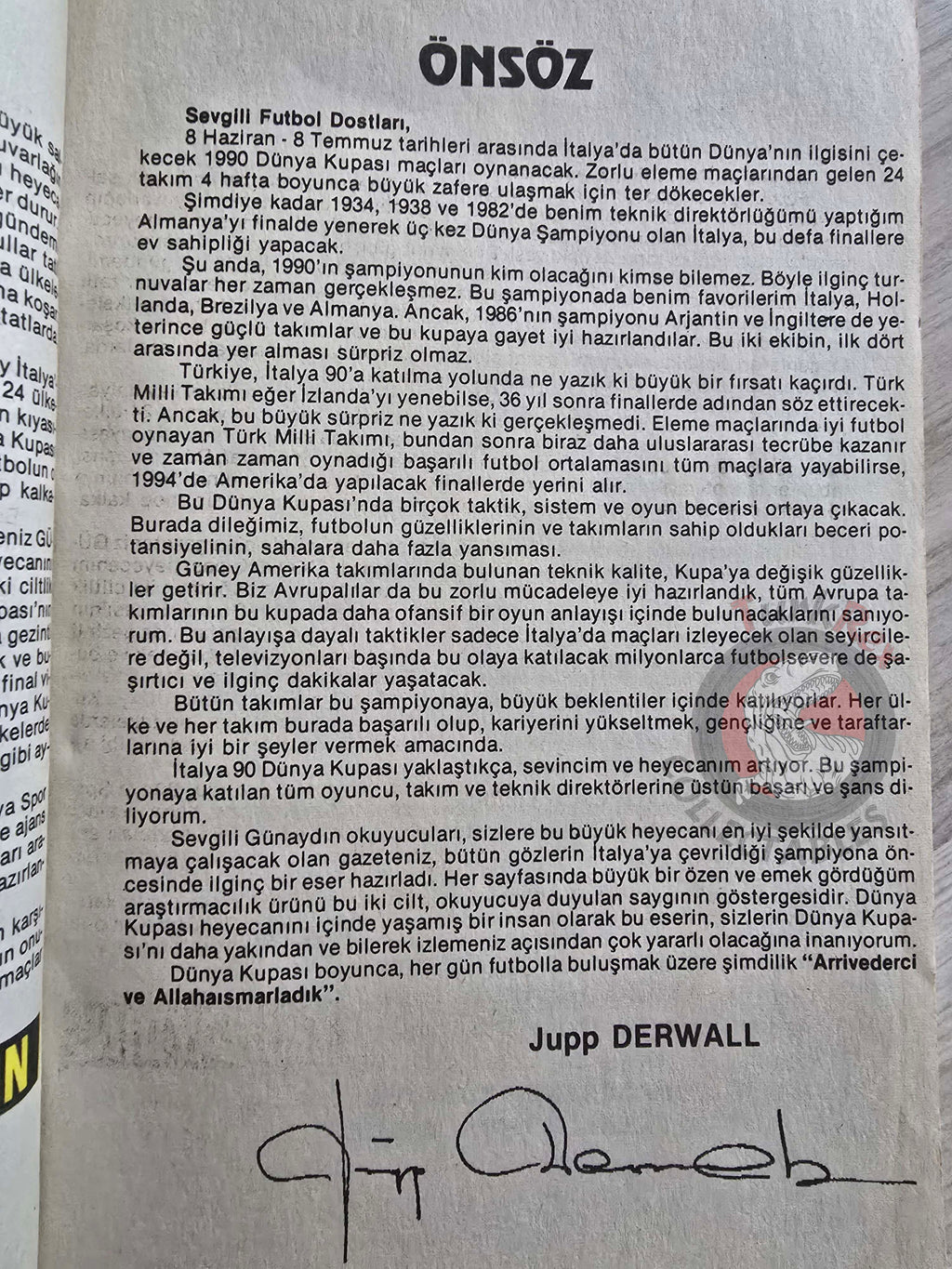 World Cup History Football 1990 Turkish Book Turkey Maradona Jupp Derwall
