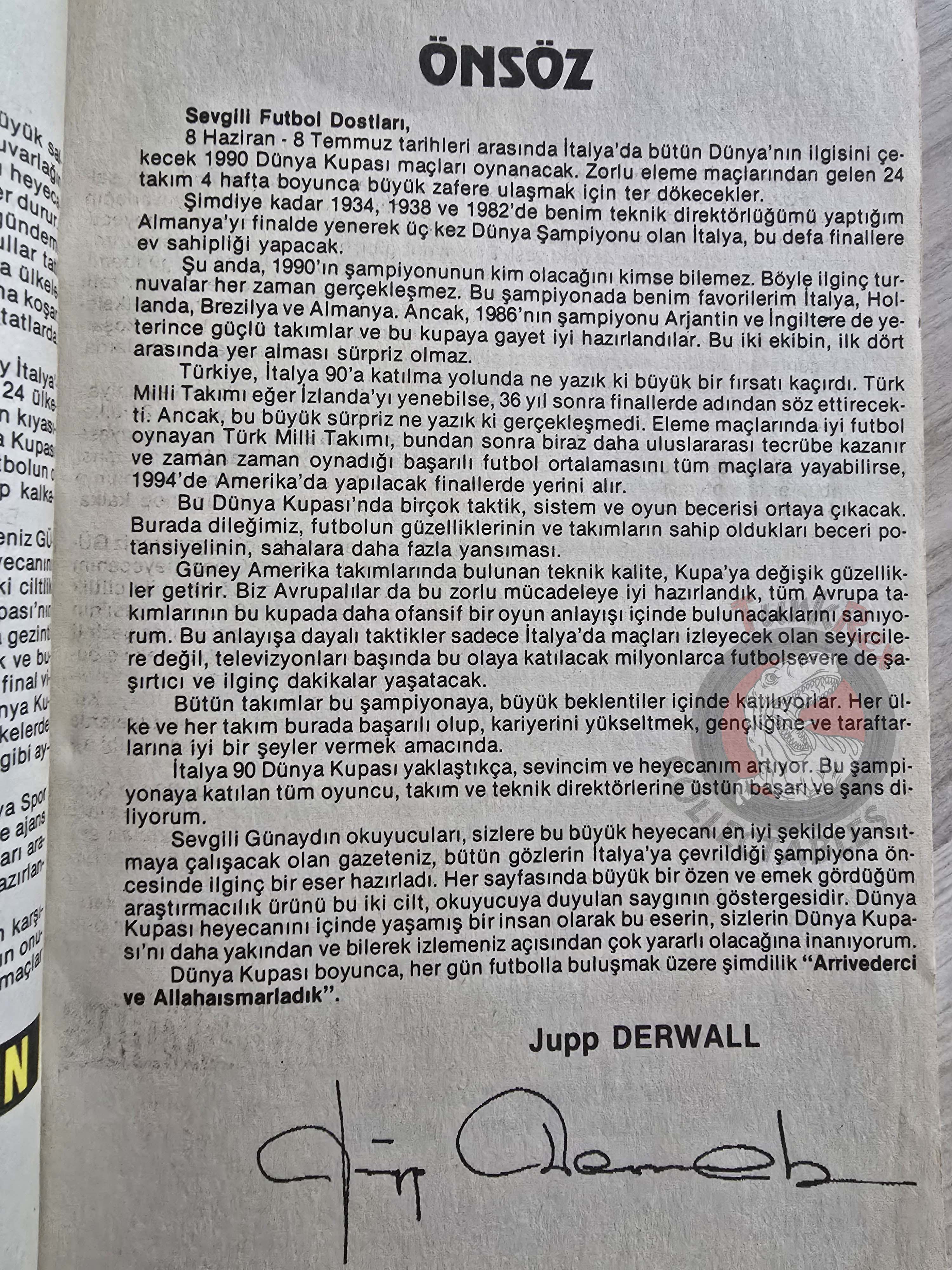 World Cup History Football 1990 Turkish Book Turkey Maradona Jupp Derwall