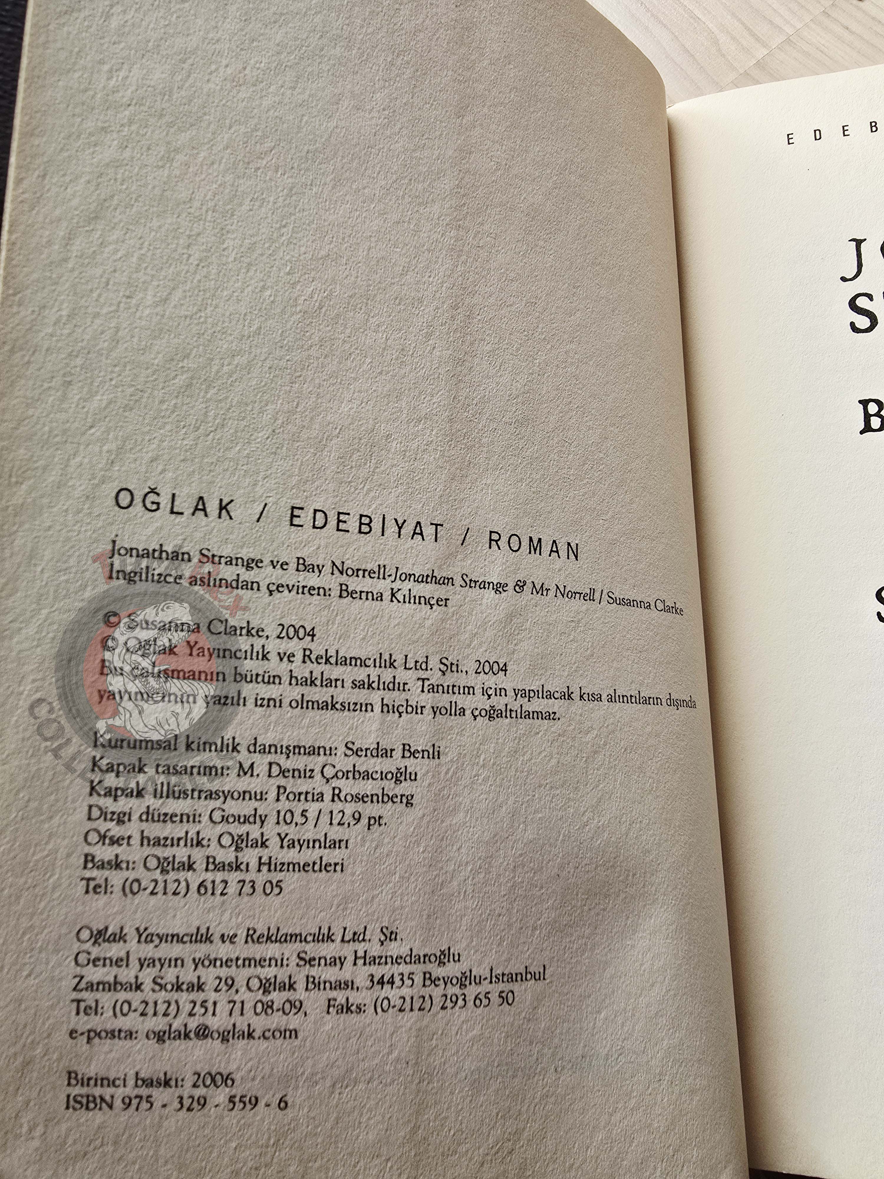 Susanna Clarke – Jonathan Strange and Mr. Norrell 2006 1st Turkish Book Turkey