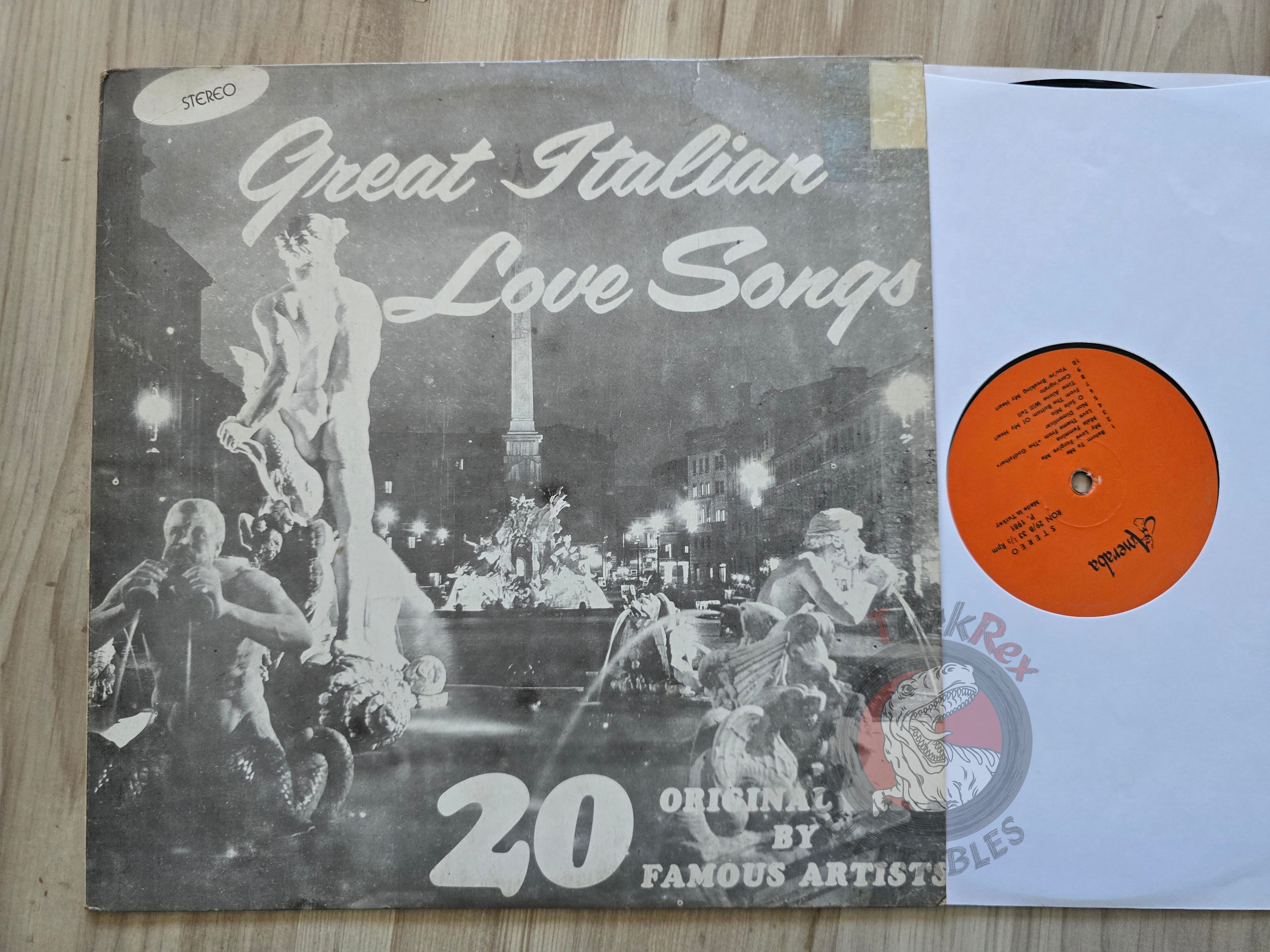 Various – Great Italian Love Songs Turkish Pressing Vinyl Turkey Edition