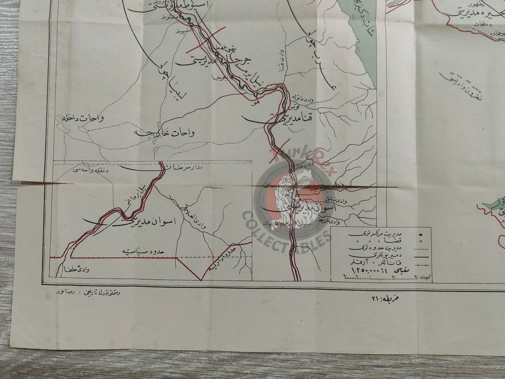 Egypt 1924 Ottoman Script Map Rıza Nur Africa