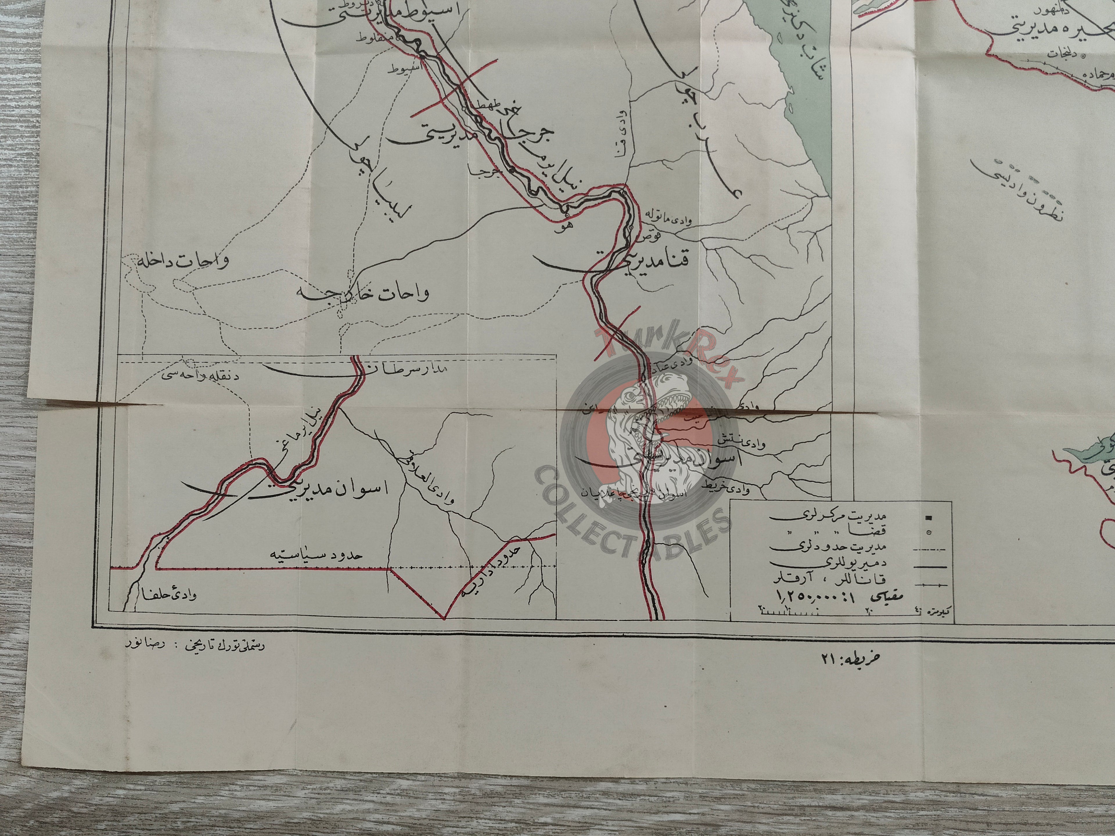 Egypt 1924 Ottoman Script Map Rıza Nur Africa