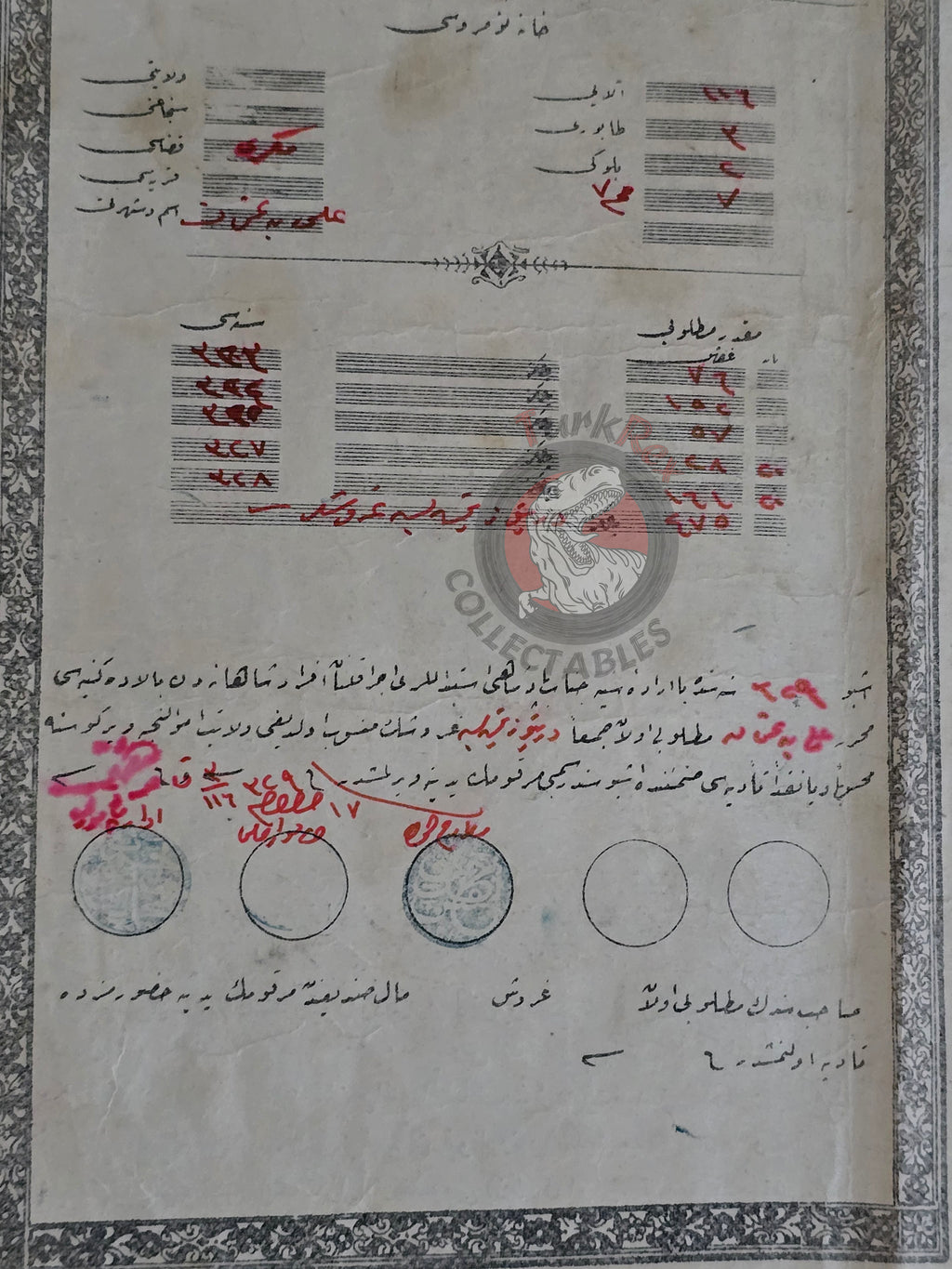 Ottoman Empire 1913 Infantry Soldier Salary Receipt Yemen Dhamar Sanaa Fethiye