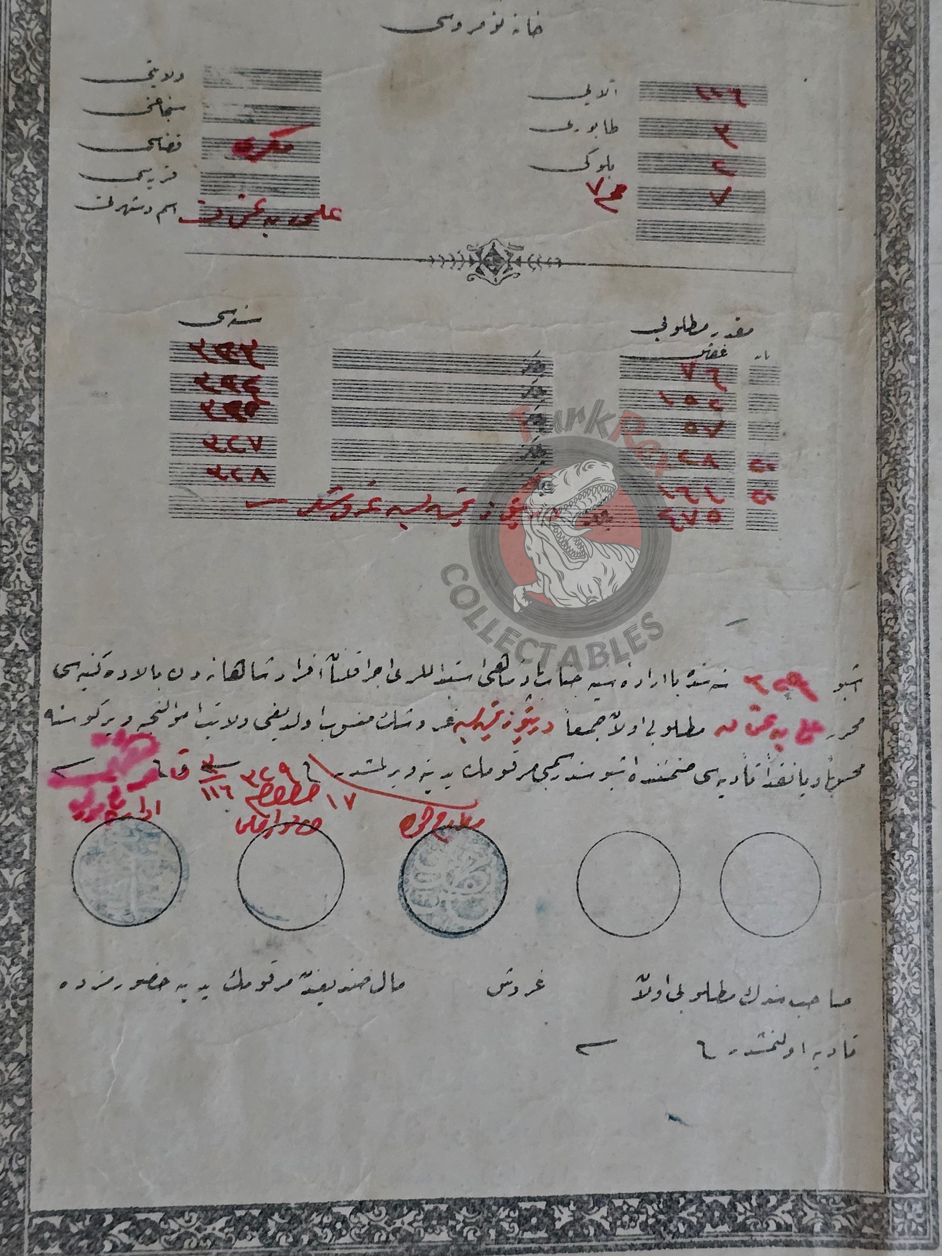 Ottoman Empire 1913 Infantry Soldier Salary Receipt Yemen Dhamar Sanaa Fethiye