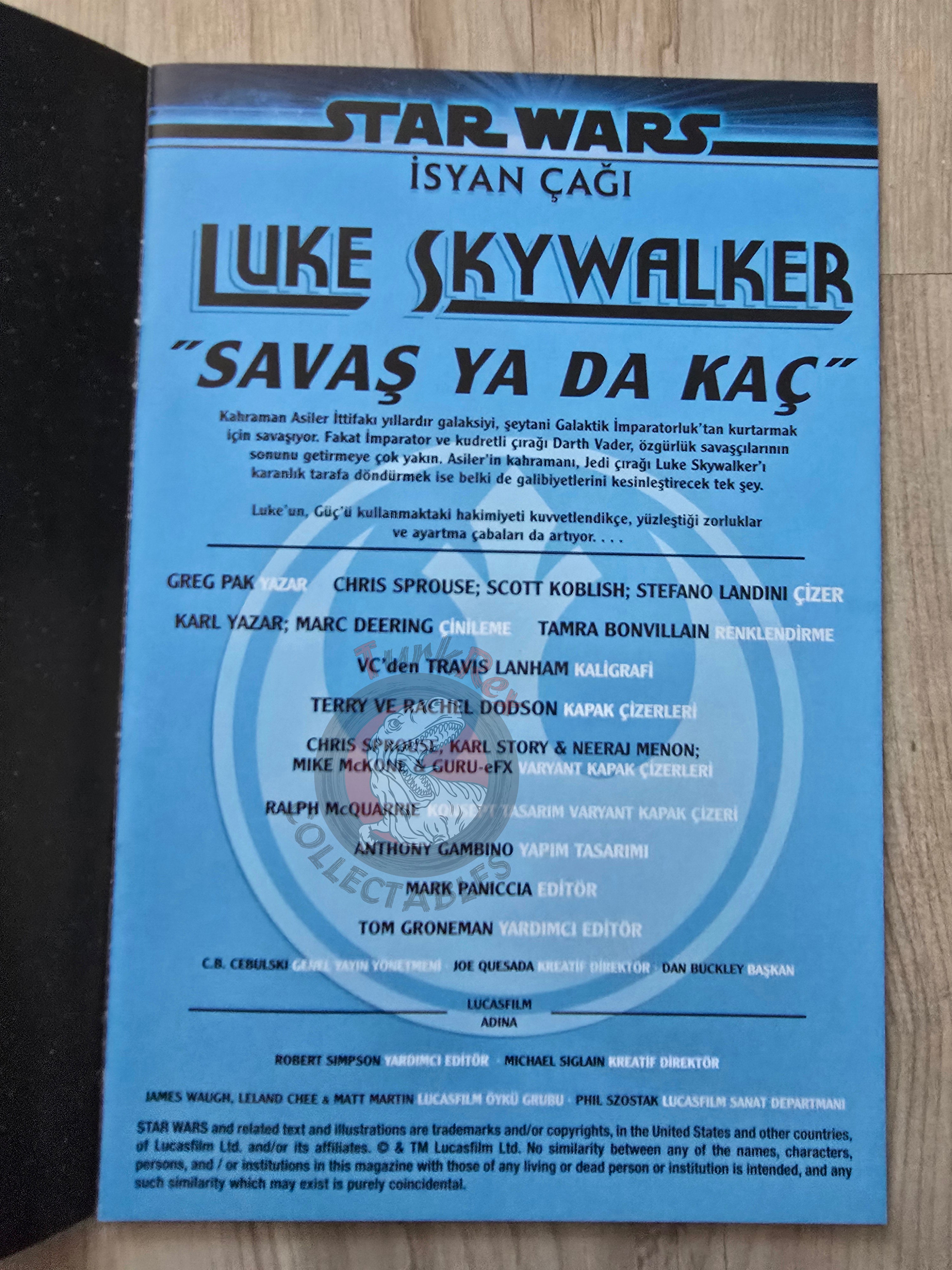 Star Wars - Age of Rebellion: Luke Skywalker #1 Turkish Comic Turkey