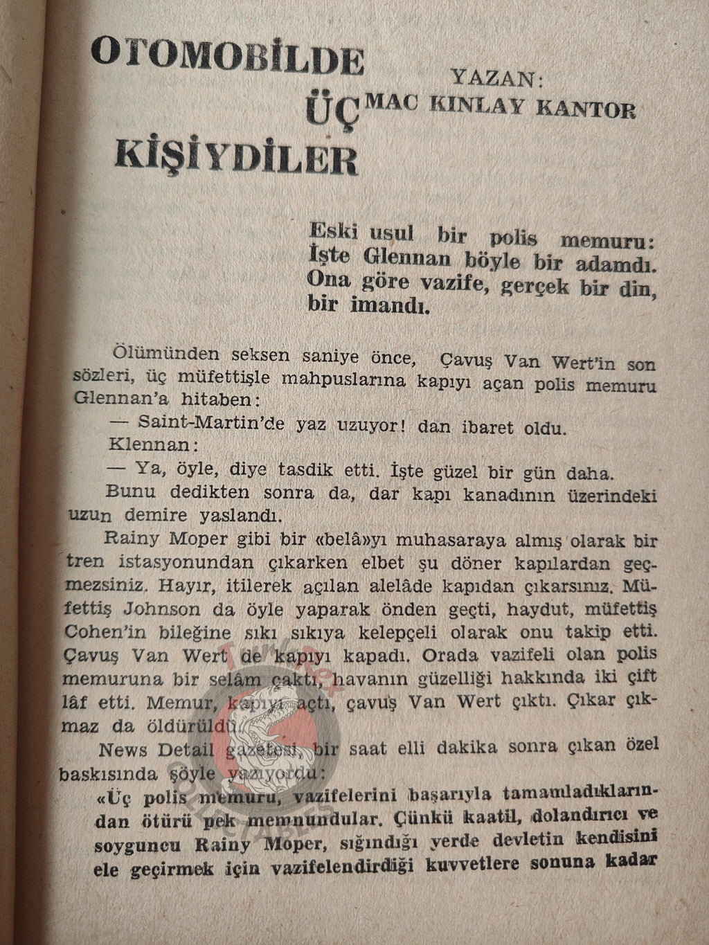 MacKinlay Kantor – The Trail of the Brown Sedan 1955 1st Turkish Book Turkey