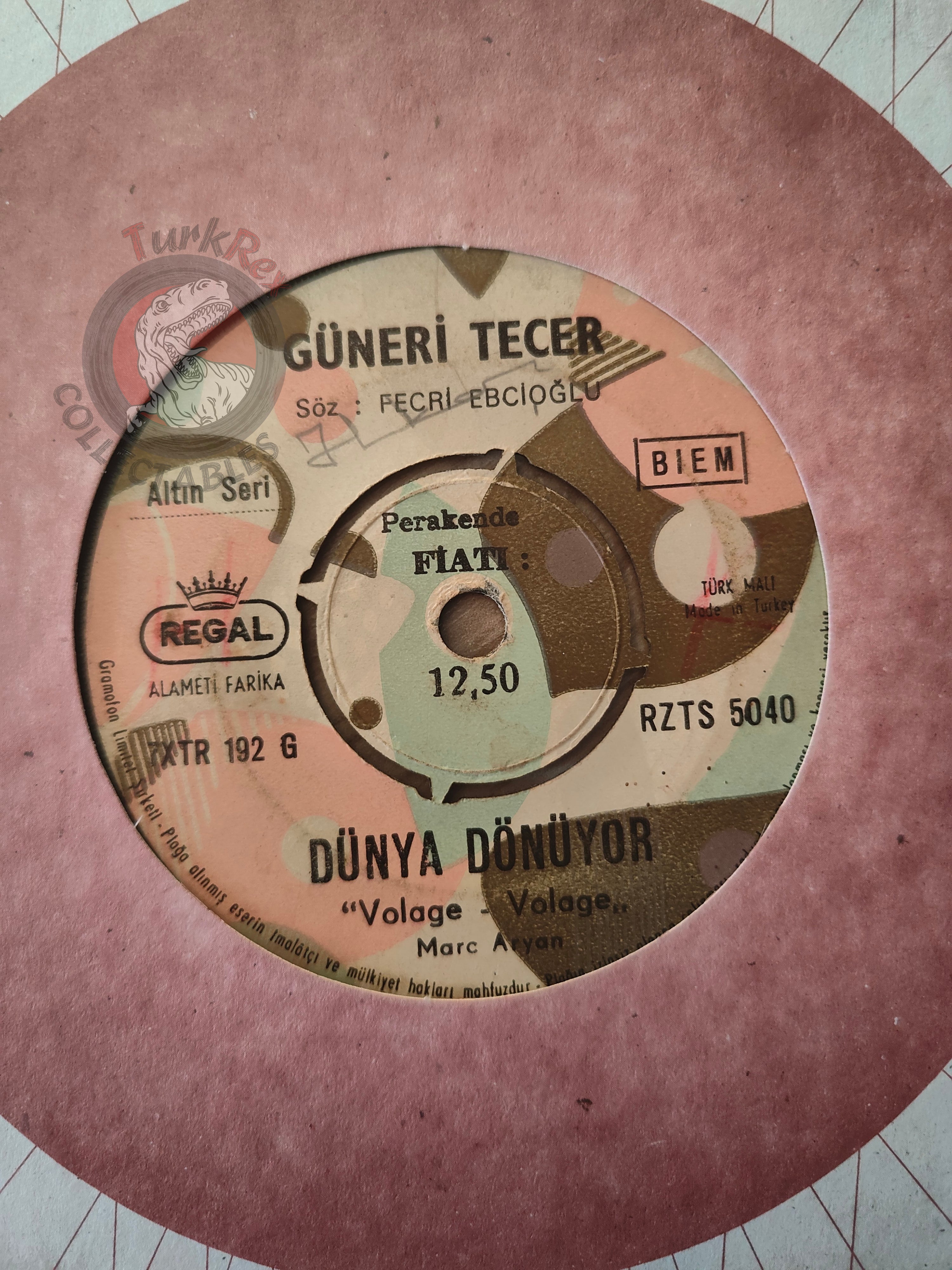 Güneri Tecer – Dünya Dönüyor 7" Turkish Pressing Vinyl Turkey Edition